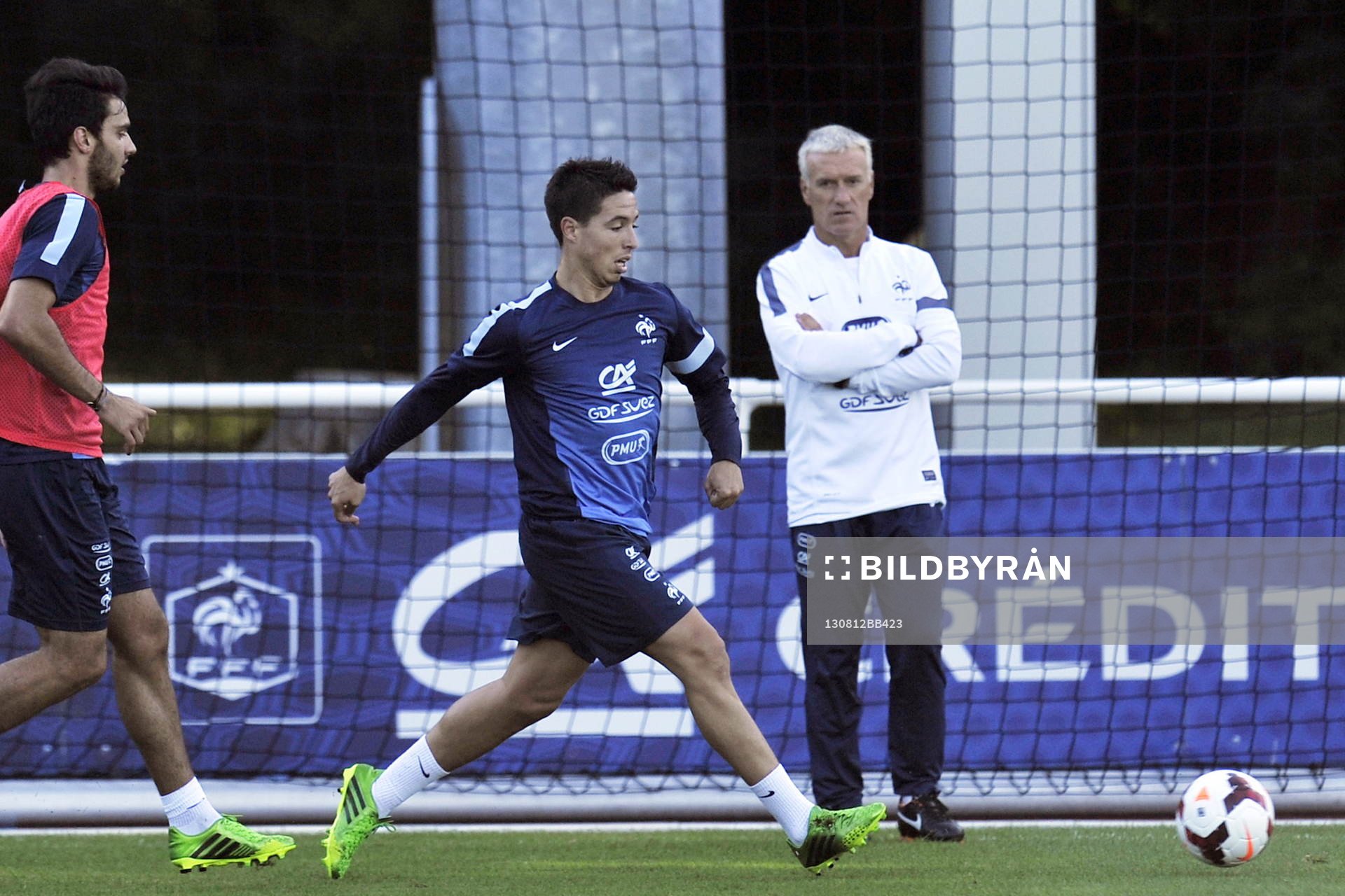  Fotboll, Frankrike, Träning: Samir NASRI / Didier DESCHAMPS - 12.08.2013 - Entrainement de l'Equipe de France