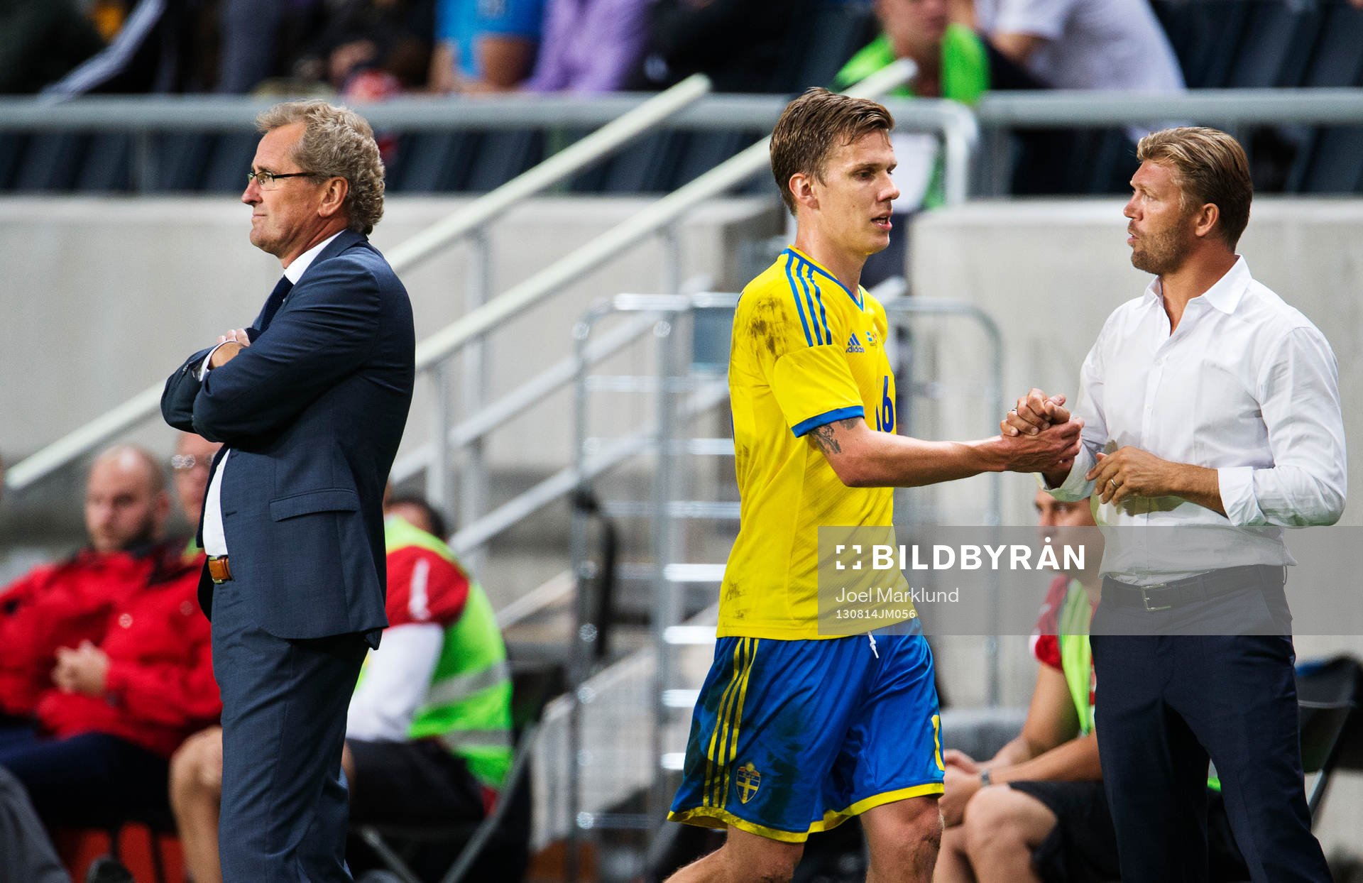 Sveriges förbundskapten Erik Hamrén, Pontus Wernbloom och