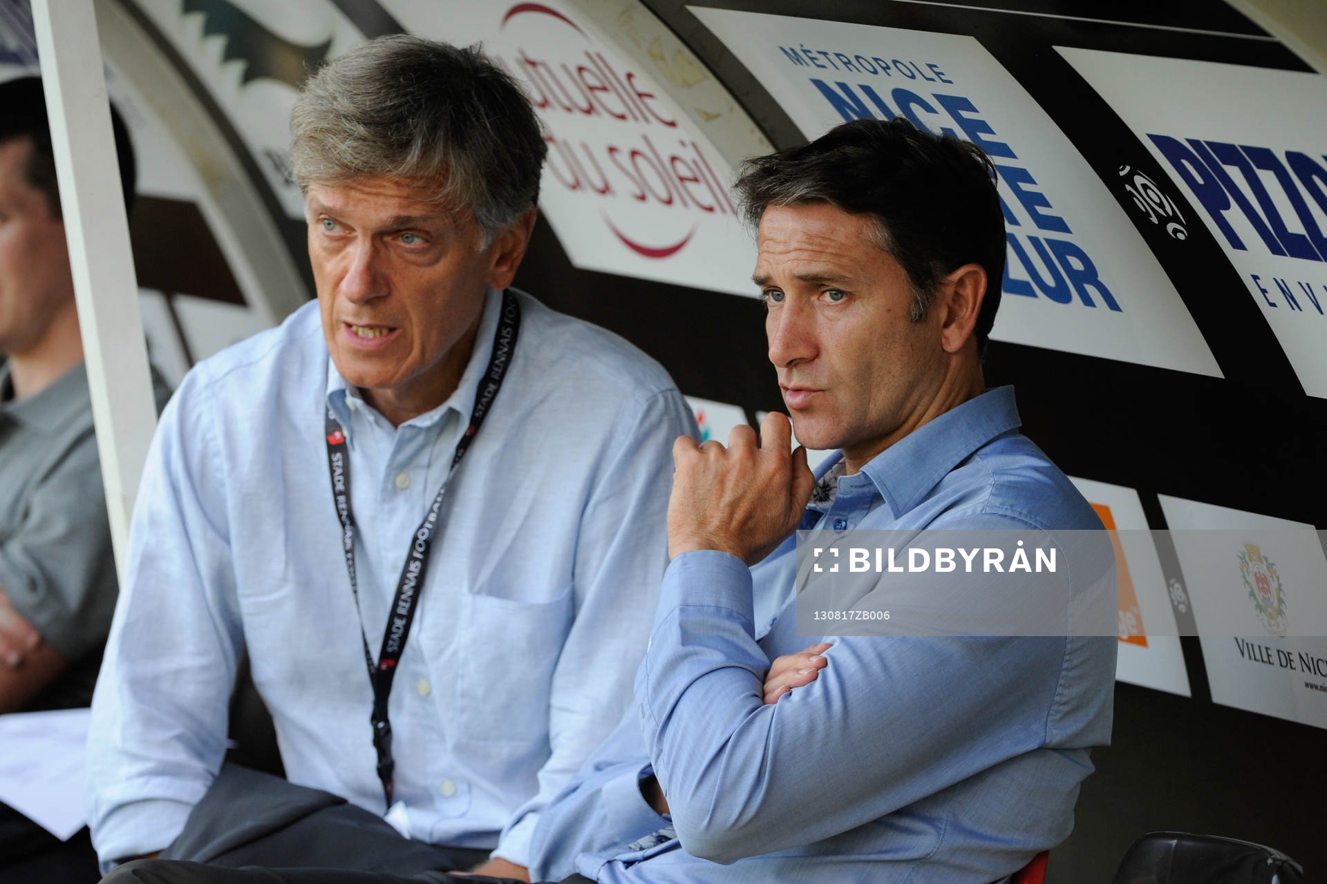  Fotboll, Franska ligan, Nice - Rennes: Frederic de saint sernin / Philippe Montanier - 17.08.2013 - Nice / Rennes - 2 eme journee de Ligue 1 -