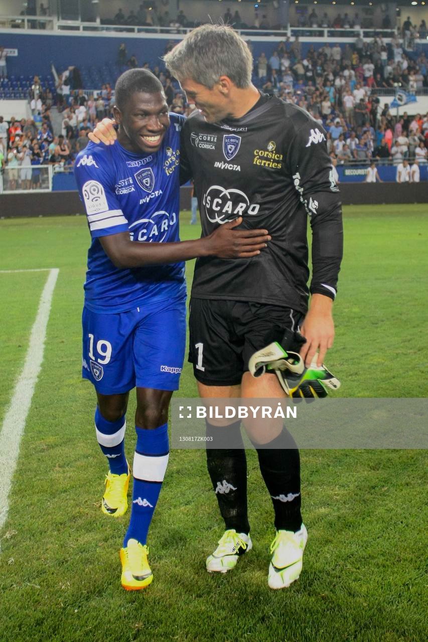  Fotboll, Franska ligan, Bastia - Valenciennes: Adama BA / Mickael LANDREAU - 17.08.2013 - Bastia / Valenciennes - 2 eme journee de Ligue 1 -