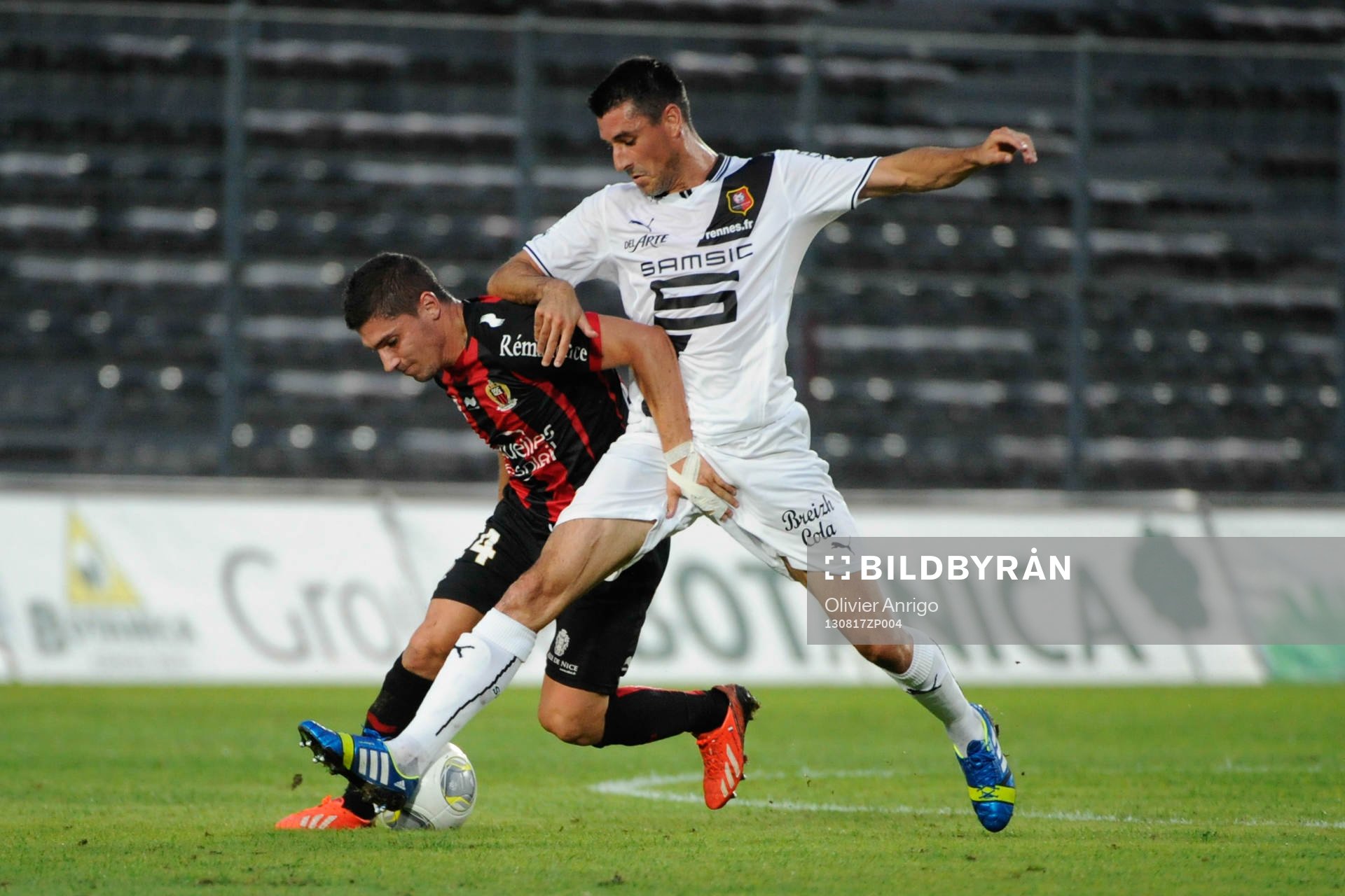  Fotboll, Franska ligan, Nice - Rennes: Jeremy Pied / Julien Feret - 17.08.2013 - Nice / Rennes - 2 eme journee de Ligue 1 -