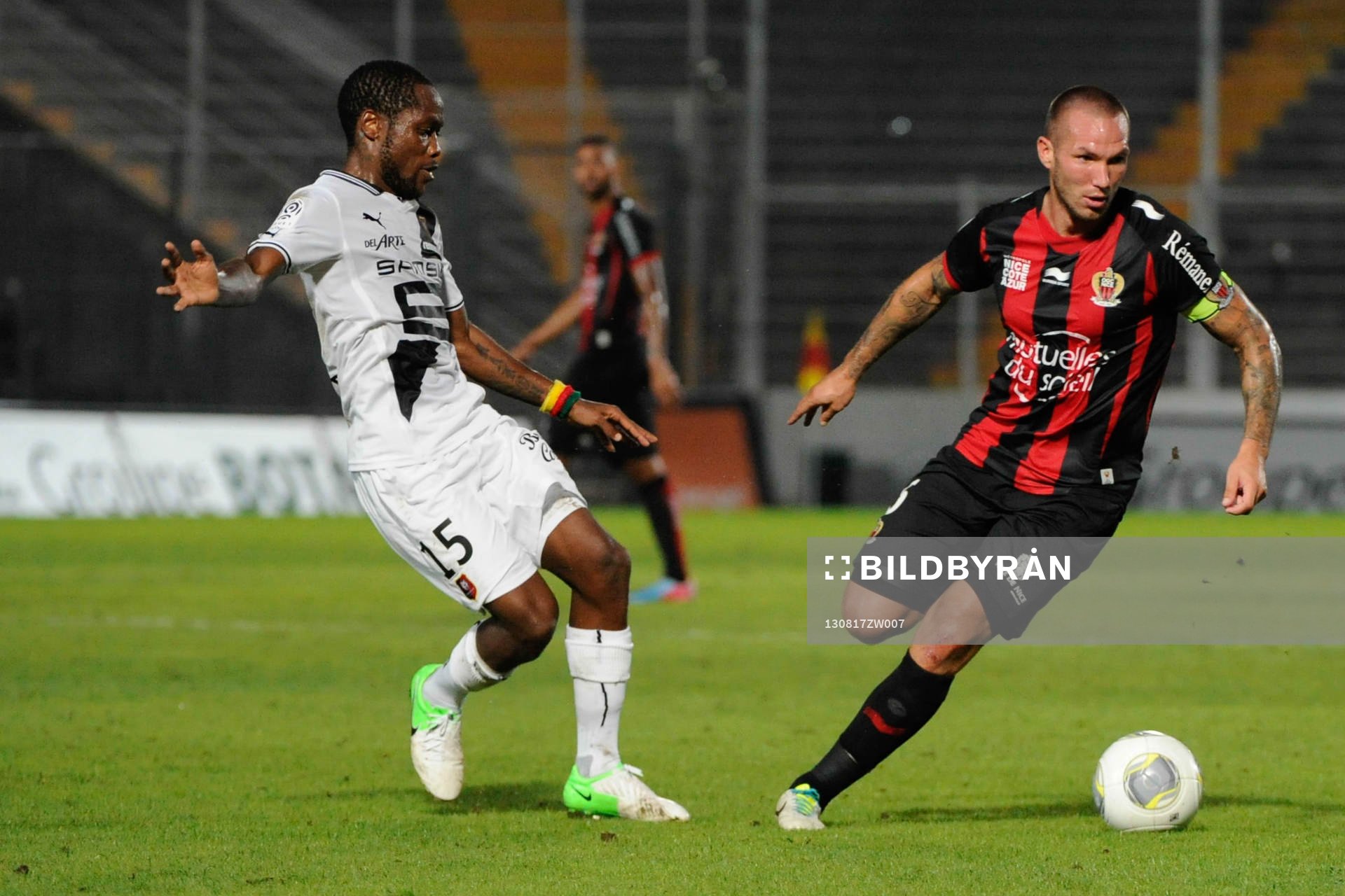  Fotboll, Franska ligan, Nice - Rennes: Jean II Makoun / Didier Digard - 17.08.2013 - Nice / Rennes - 2 eme journee de Ligue 1 -