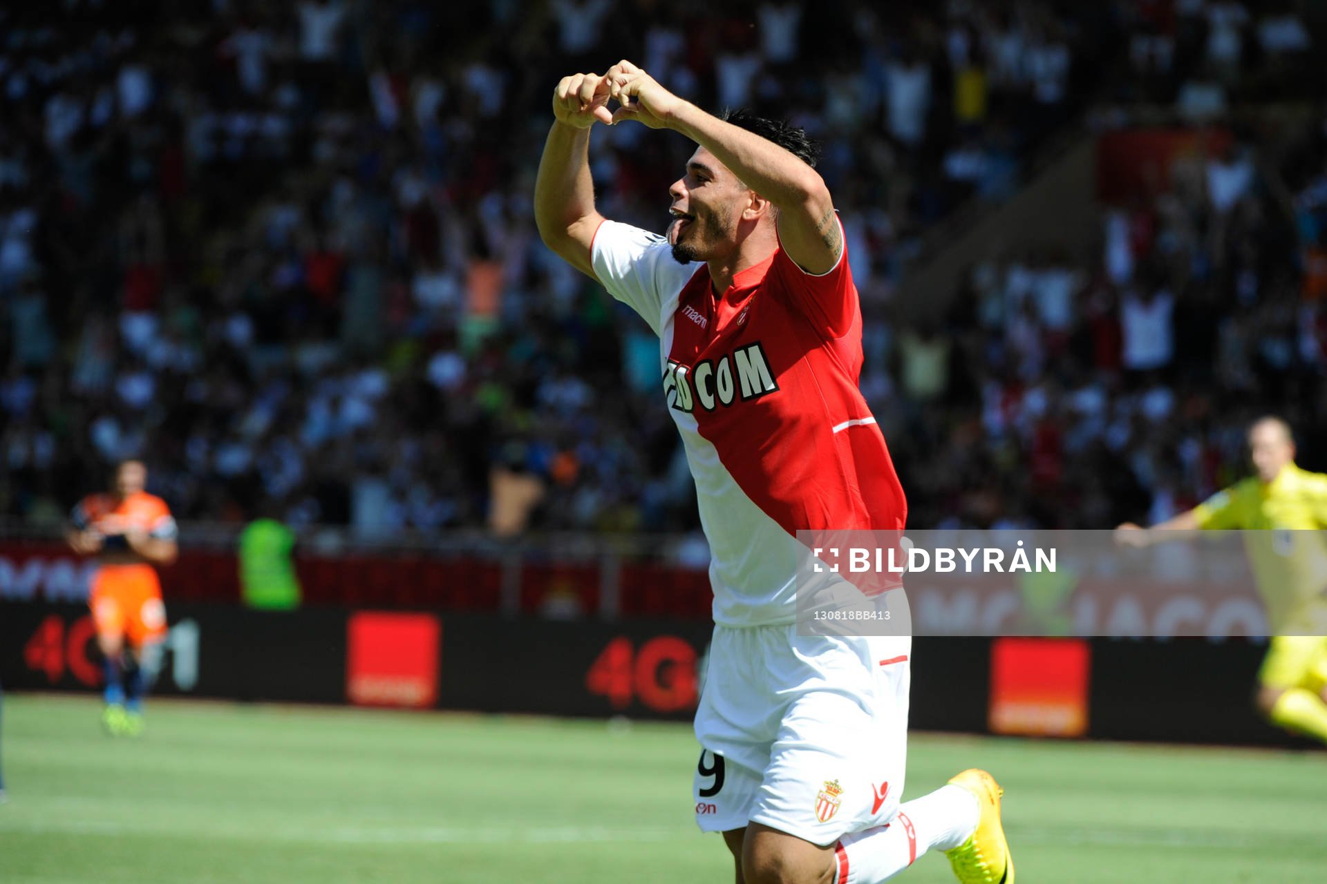  Fotboll, Franska ligan, Monaco - Montpellier: Joie Emmanuel Riviere - 18.08.2013 - Monaco / Montpellier - 2eme journee de Ligue 1 -