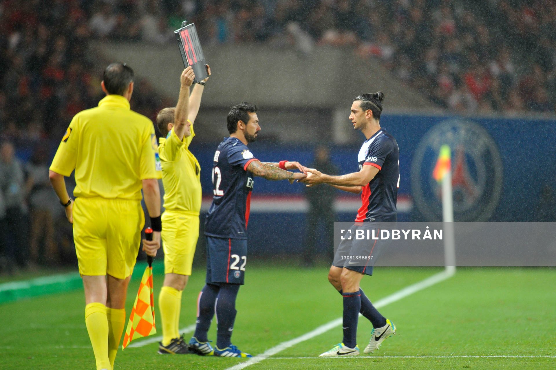  Fotboll, Franska ligan, PSG - Ajaccio: Ezequiel LAVEZZI / Javier PASTORE  - 18.08.2013 - Paris Saint Germain / Ajaccio - 2eme journee de Ligue 1