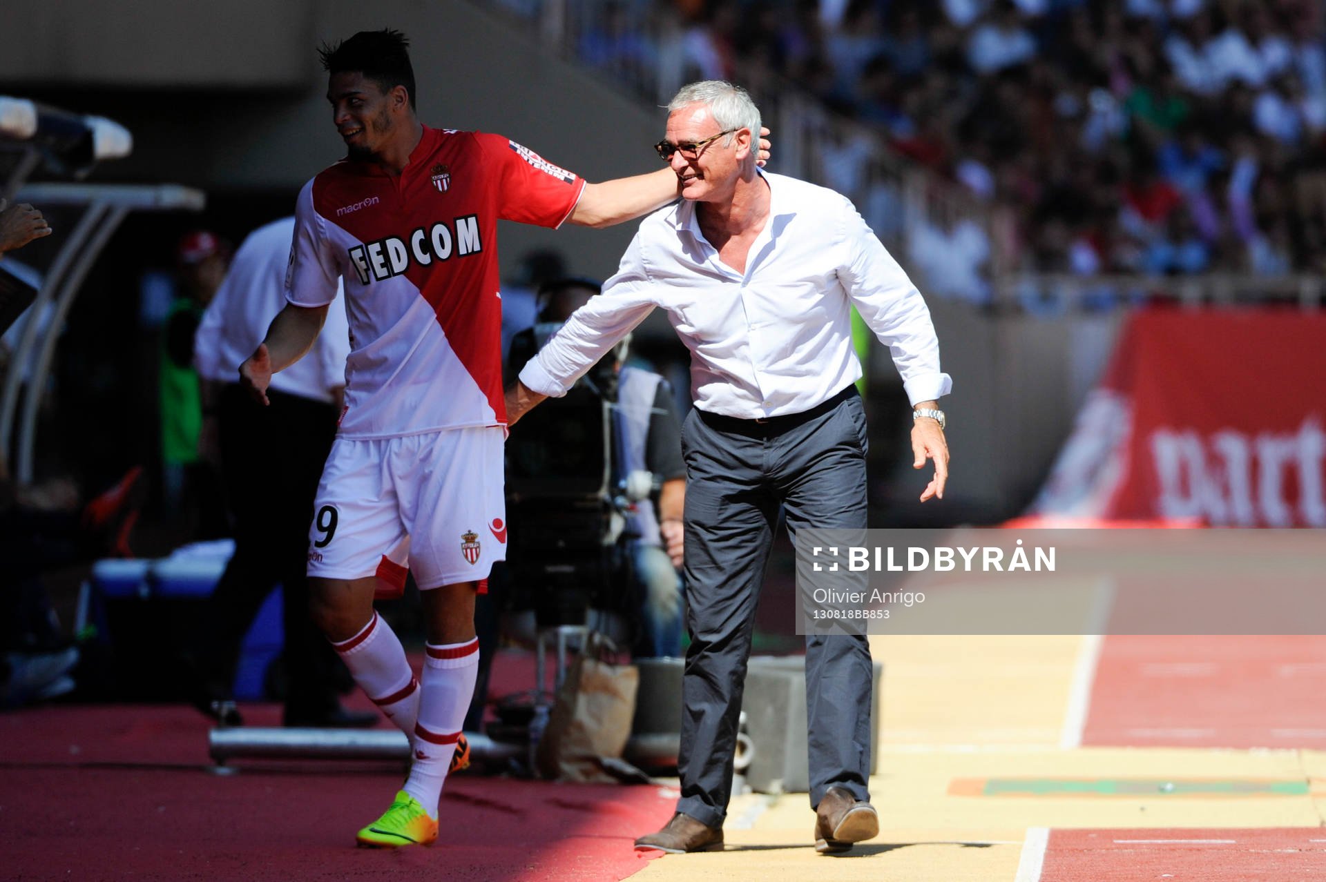Fotboll, Franska ligan, Monaco - Montpellier: Emmanuel Riviere / Claudio Ranieri- 18.08.2013 - Monaco / Montpellier - 2eme journee de Ligue 1 -