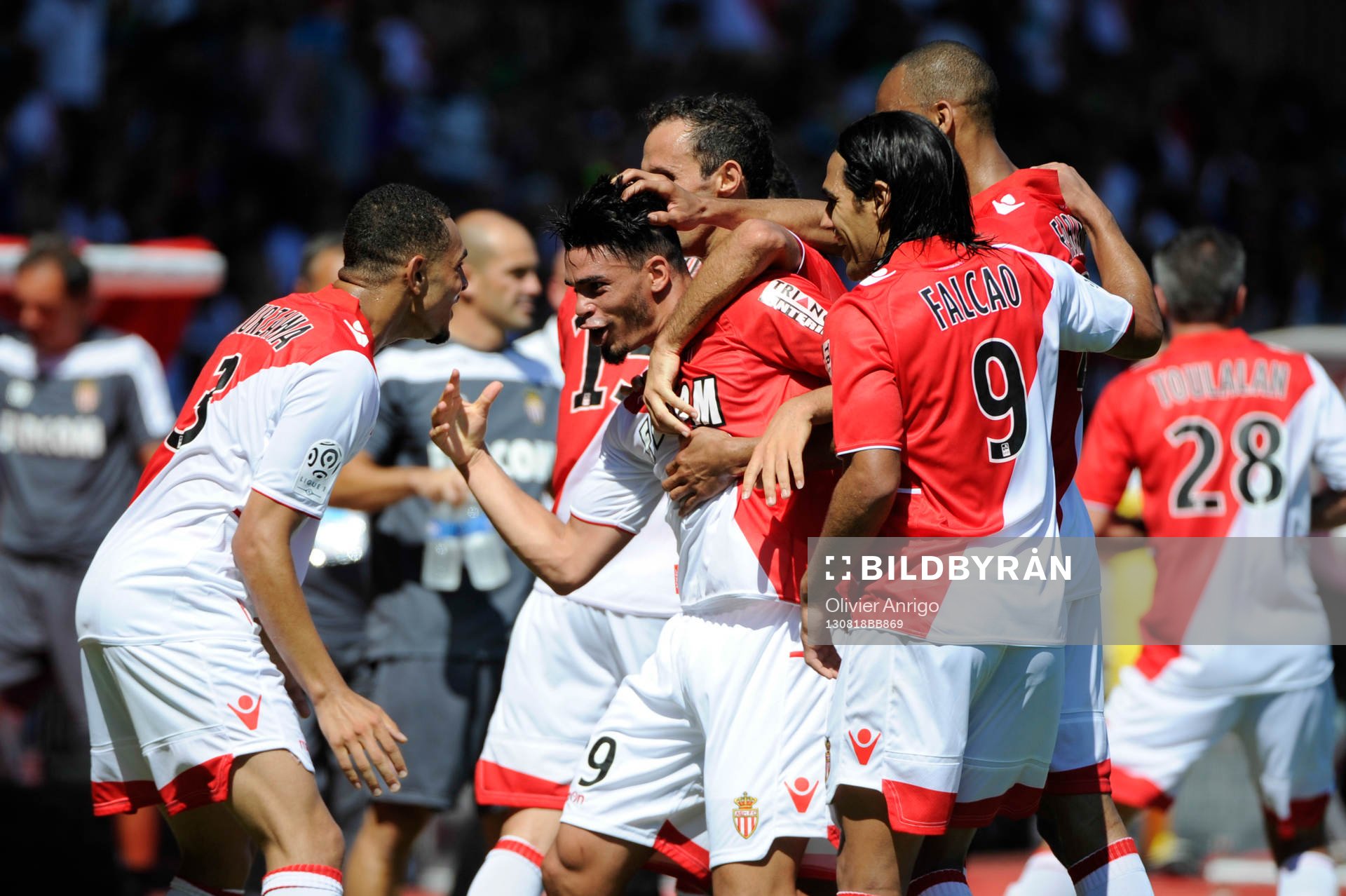 Fotboll, Franska ligan, Monaco - Montpellier: Layvin Kurzawa / Emmanuel Riviere / Radamel Falcao - 18.08.2013 - Monaco / Montpellier - 2eme journee de Ligue 1 -