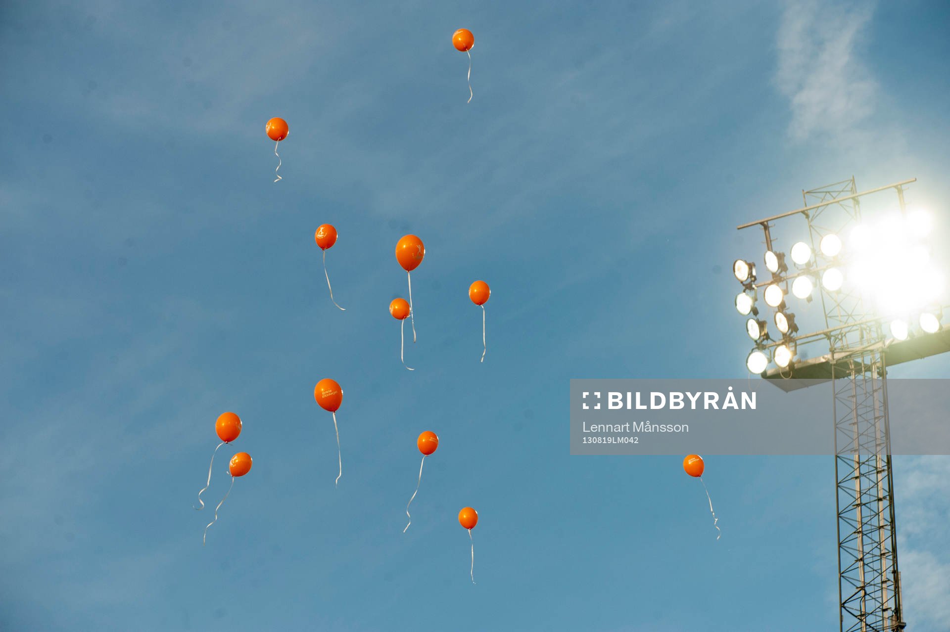 Ballonger, el-ljus, himmel
