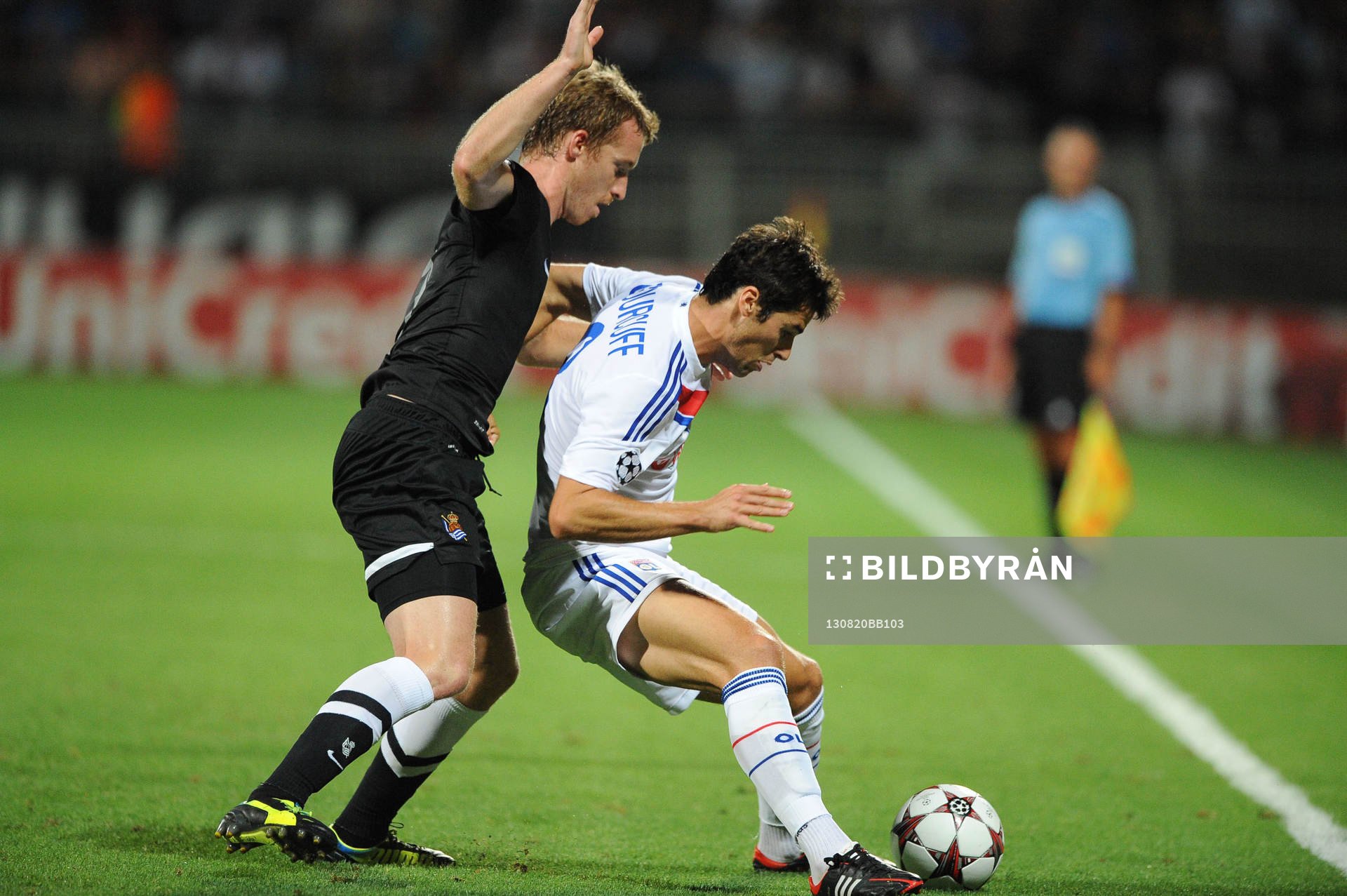 Fotboll, Kval till Champions League, Olympique Lyon - Real Sociedad: David ZURUTUZA / Yoann GOURCUFF - 20.08.2013 - Lyon / Real Sociedad - Ligue des Champions Play Off -