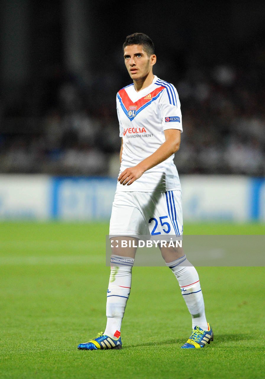  Fotboll, Kval till Champions League, Olympique Lyon - Real Sociedad: Yassine BENZIA  - 20.08.2013 - Lyon / Real Sociedad - Ligue des Champions Play Off