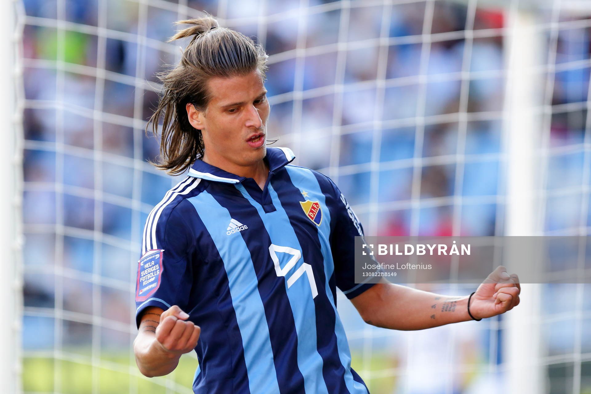 Djurgårdens Aleksandar Prijovic gjorde hattrick i fotbollsmatchen mellan Norrköping och Djurgården i Allsvenskan i fotboll den 22 augusti 2013 i Norrköping.