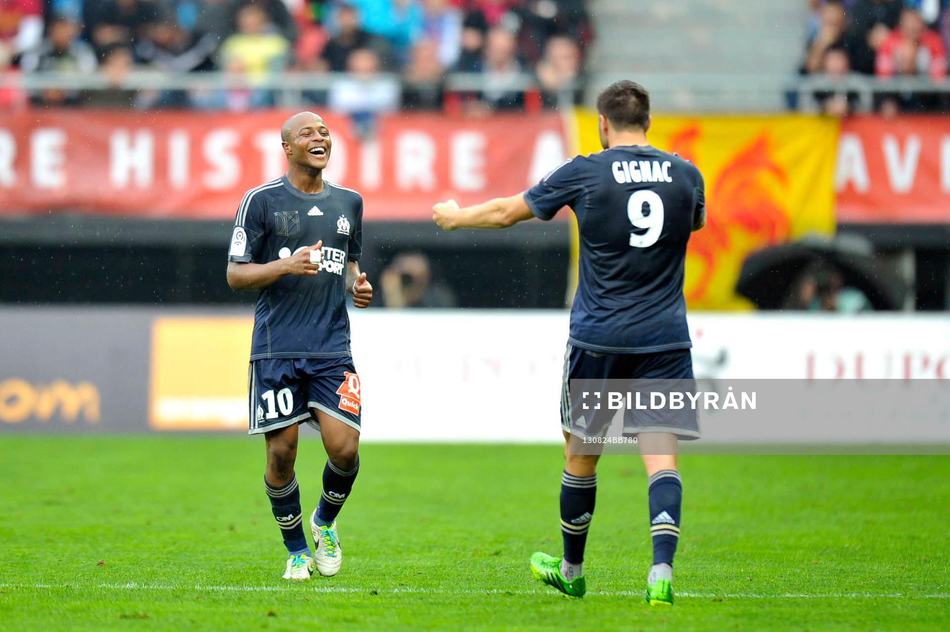 Fotboll, Lique 1, Valenciennes - Marseille: Andre AYEW / Andre Pierre GIGNAC - 24.08.2013 - Valenciennes / Marseille - 3eme Journee de Ligue 1