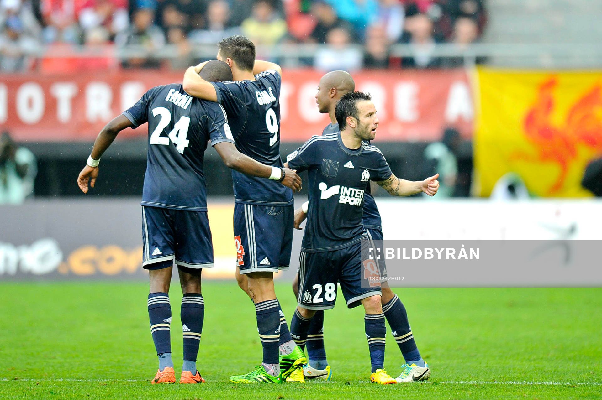 Fotboll, Lique 1, Valenciennes - Marseille: Joie Marseille - Andre Pierre GIGNAC - Mathieu VALBUENA - 24.08.2013 - Valenciennes / Marseille - 3eme Journee de Ligue 1