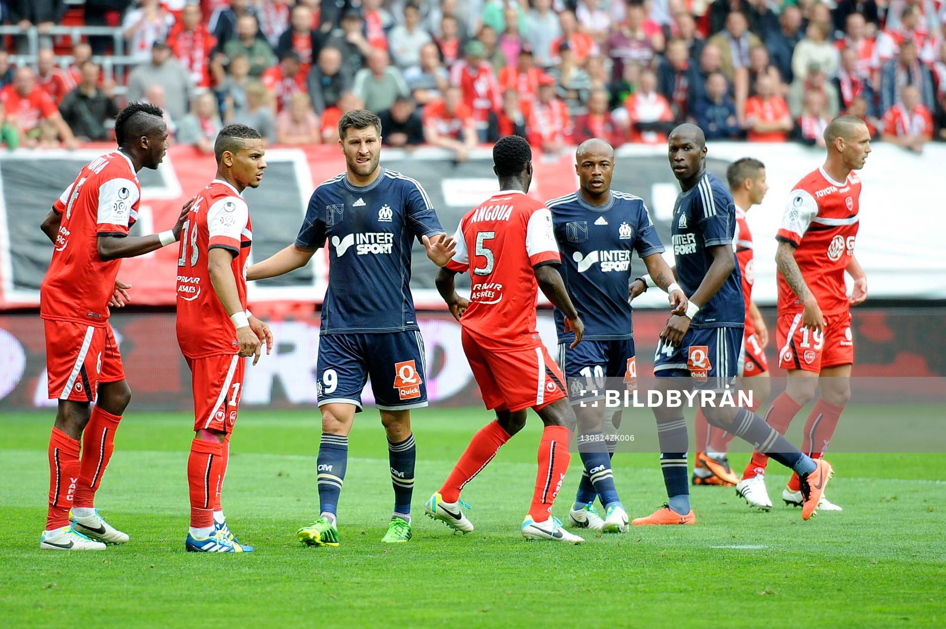 Fotboll, Lique 1, Valenciennes - Marseille: Kenny LALA / Andre Pierre GIGNAC / Andre AYEW - 24.08.2013 - Valenciennes / Marseille - 3eme Journee de Ligue 1