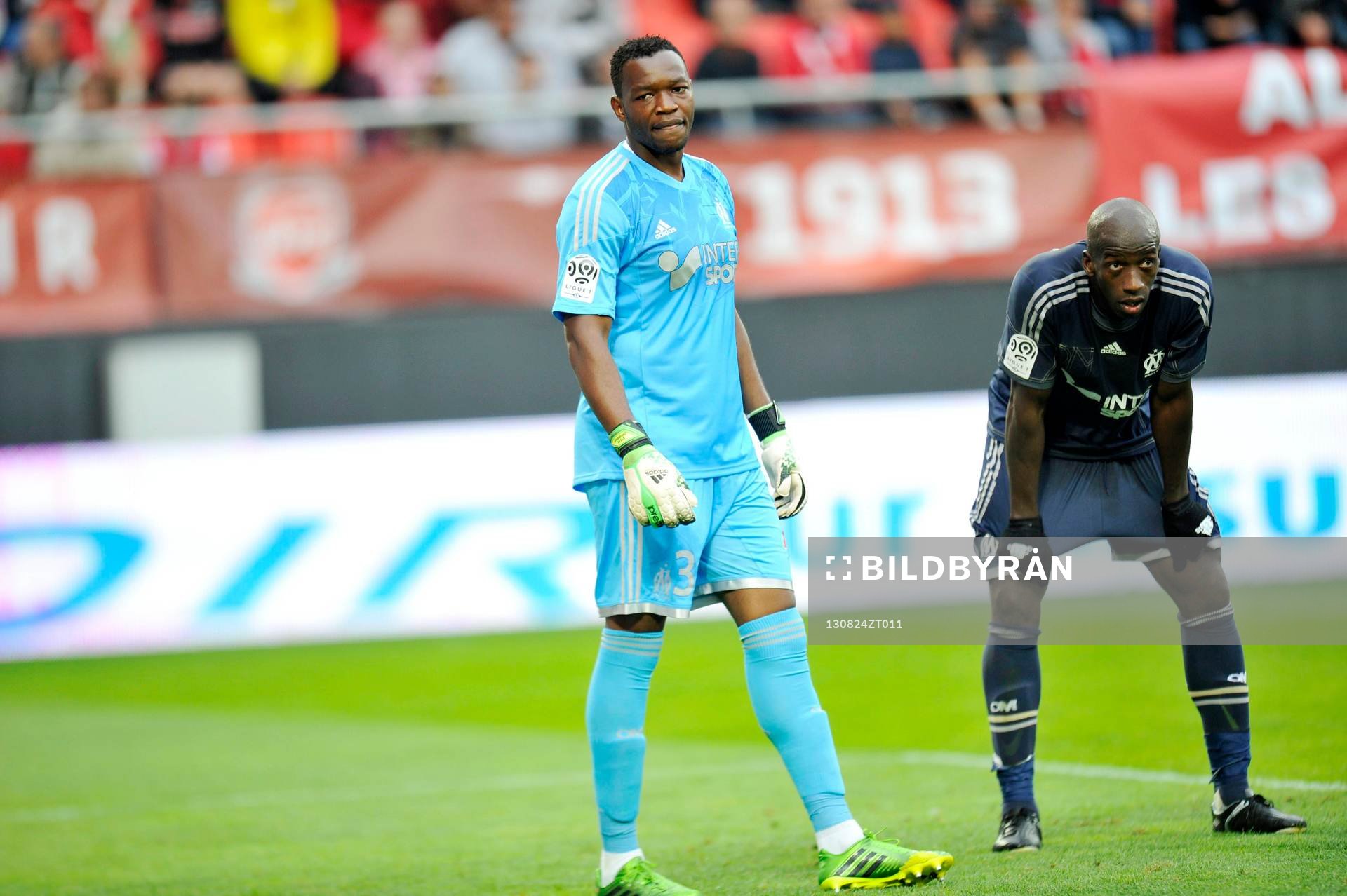 Fotboll, Lique 1, Valenciennes - Marseille: Steve MANDANDA / Souleymane DIAWARA - 24.08.2013 - Valenciennes / Marseille - 3eme Journee de Ligue 1
