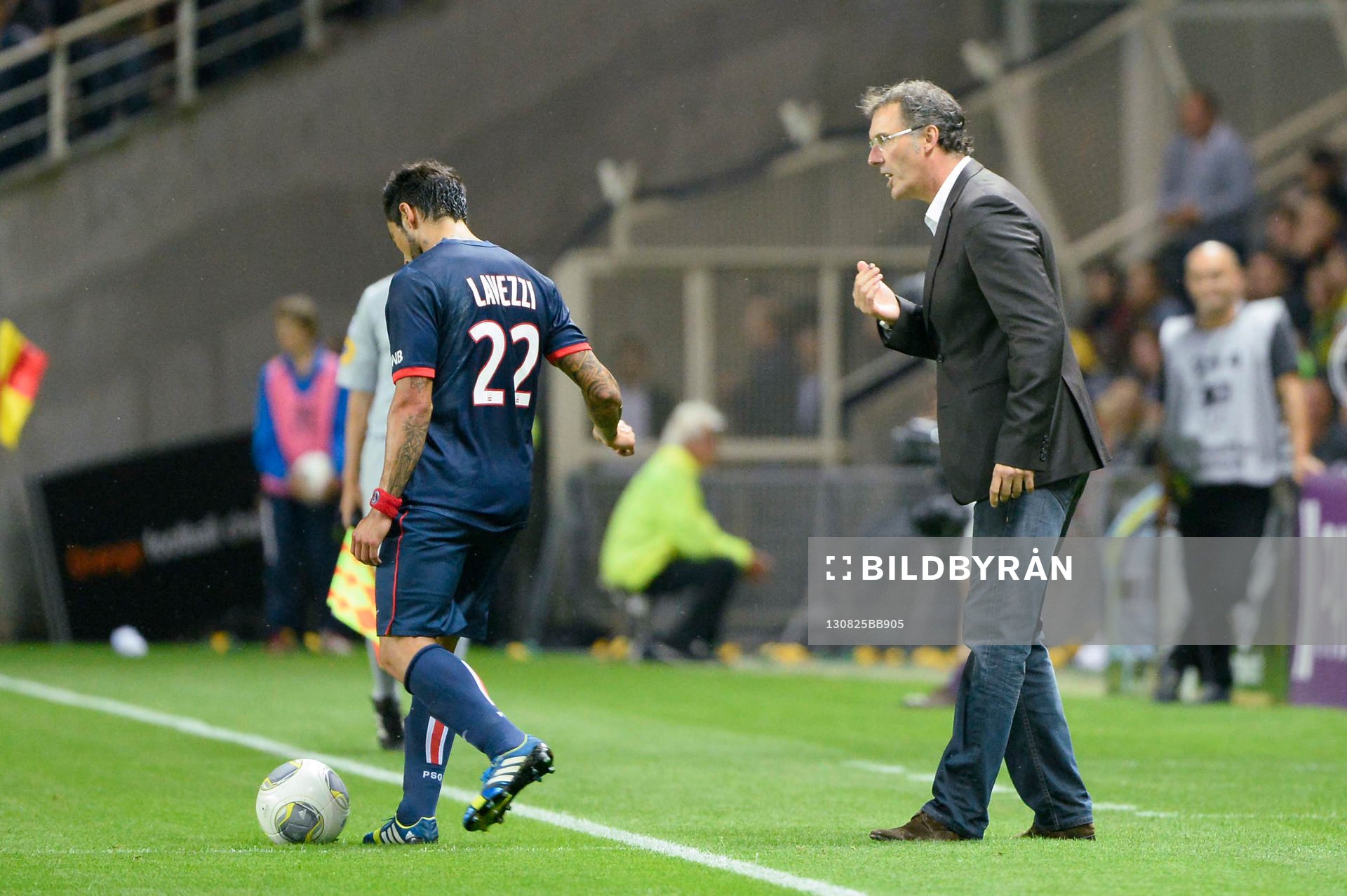 Ezequiel LAVEZZI / Laurent BLANC - 25.08.2013 - Nantes /