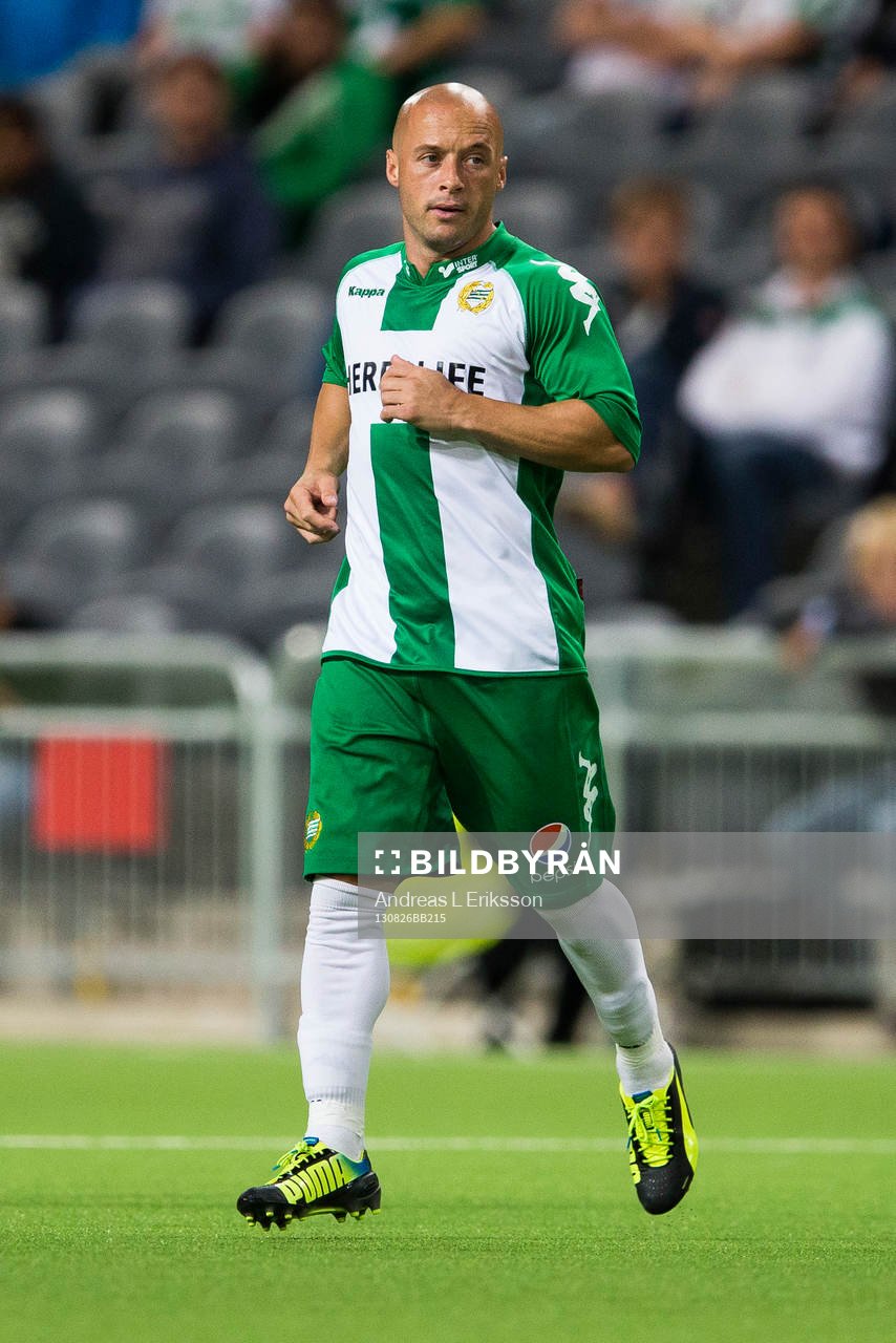 Hammarbys Luke Rodgers under fotbollsmatchen i Superettan mellan Hammarby och Falkenberg den 26 augusti 2013 i Stockholm. 
