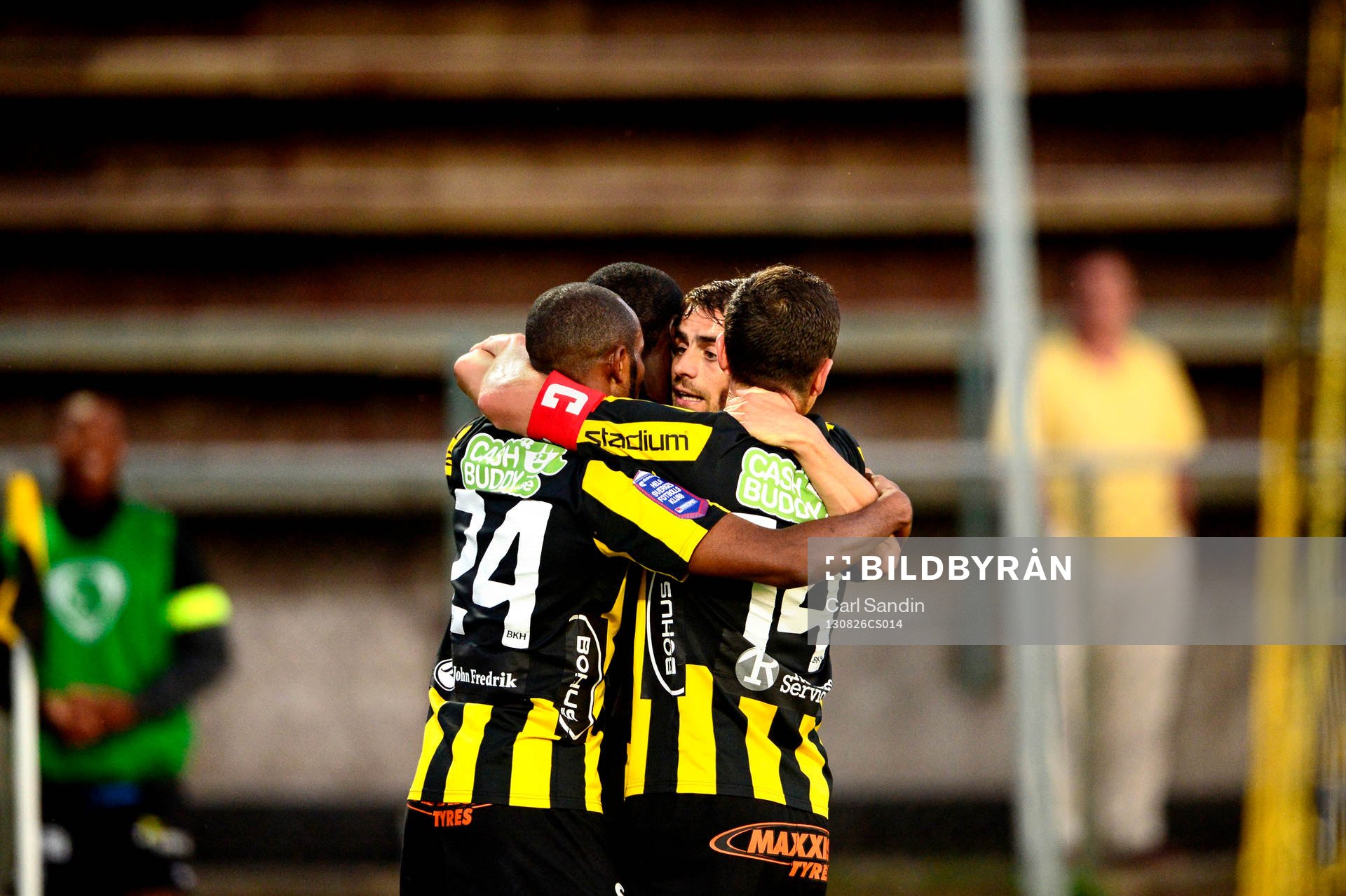 Häcken firar efter 1-0 genom Dioh Williams under fotbollsmatchen i Allsvenskan mellan Häcken och Norrköping 26 augusti 2013 i Göteborg.