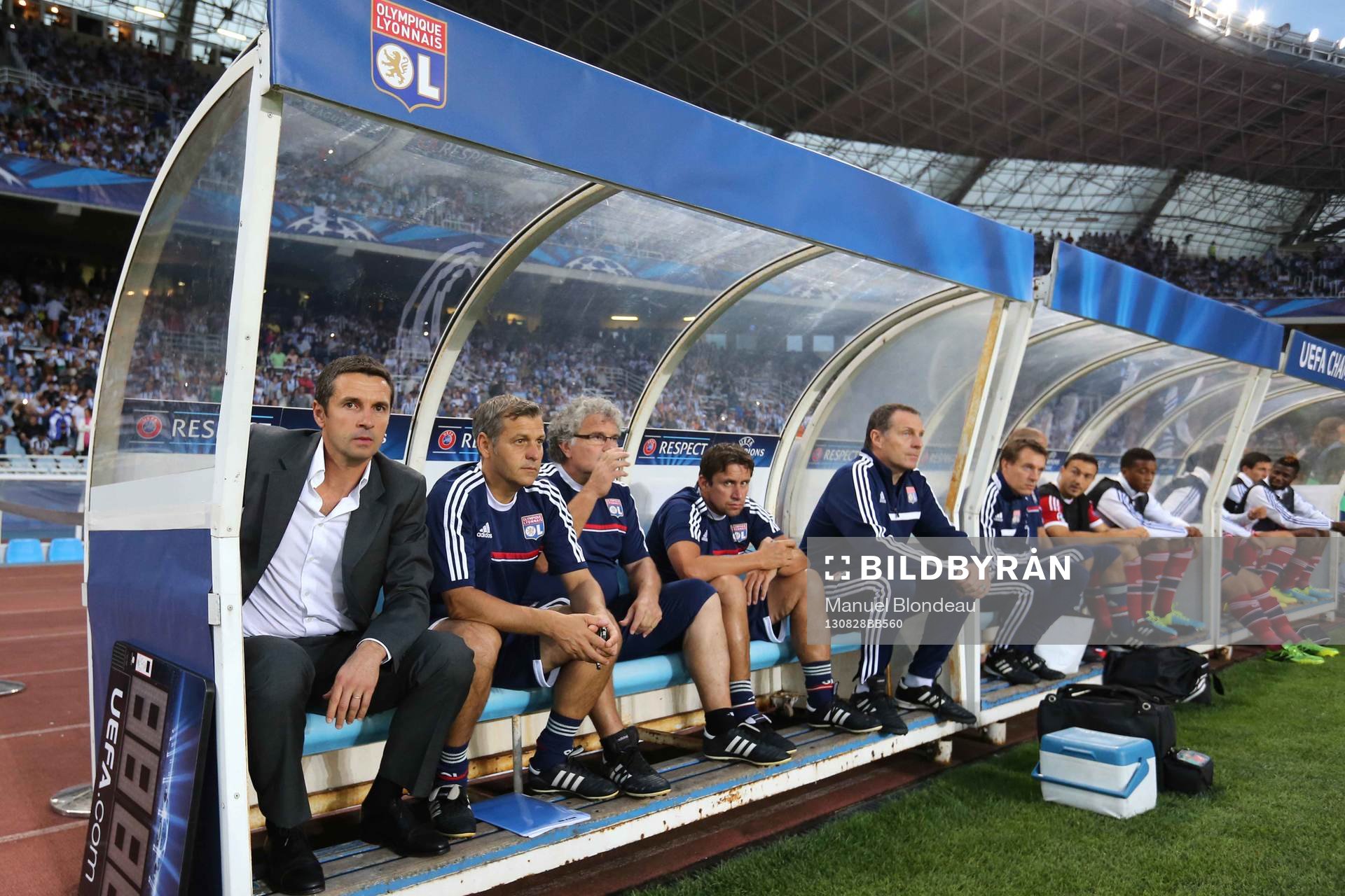 Fotboll, Kval till Champions League, Real Sociedad - Olympique Lyon: Remi Garde - 28.08.2013 - Real Sociedad / Lyon - Champions League Play Off -