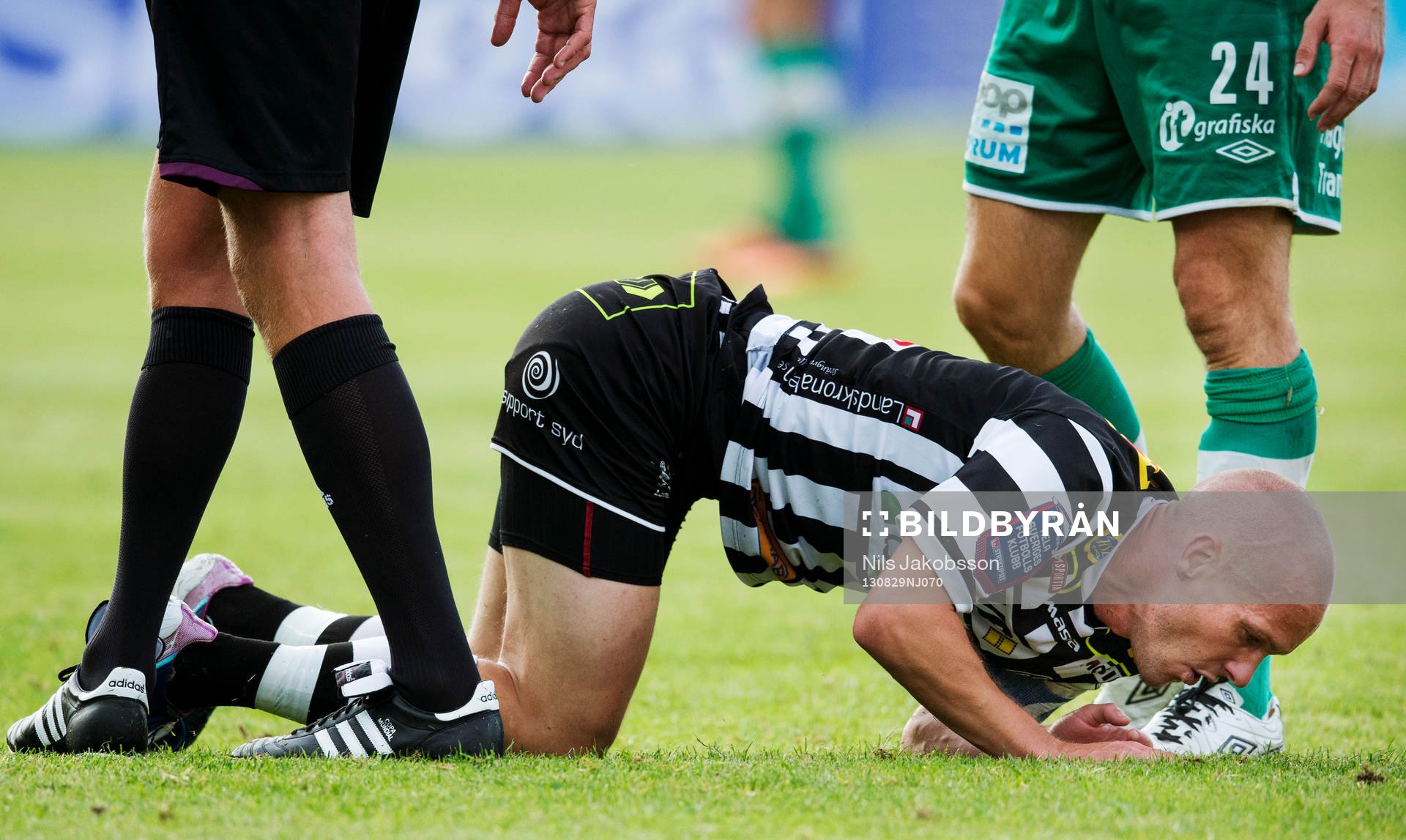 Landskrona BOIS Fredrik Svanbäck deppar i fotbollsmatchen