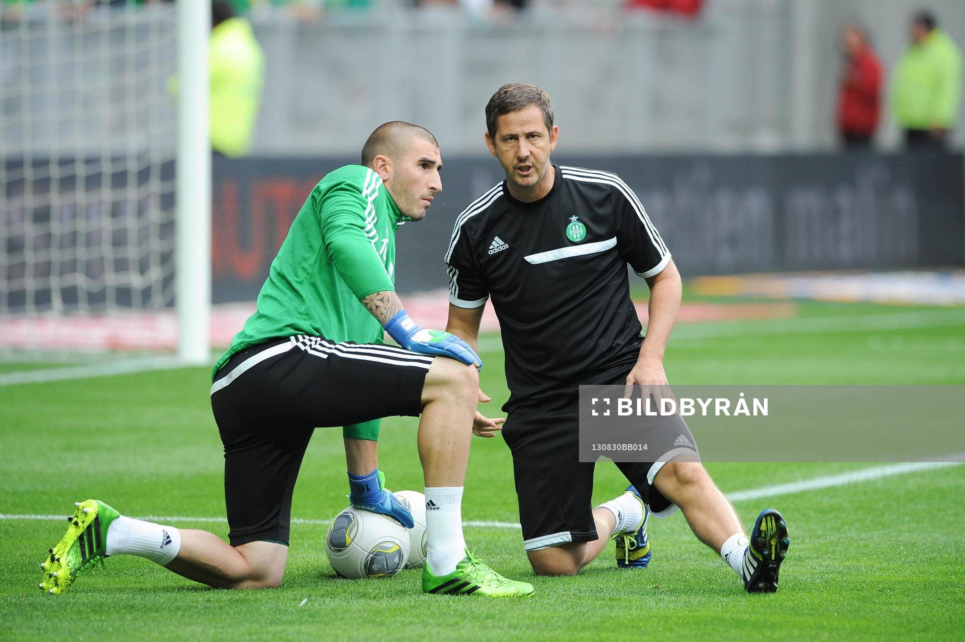 Fotboll, Kval till Europa League, Saint Etienne - Esbjerg FB: Stephane RUFFIER / Fabrice GRANGE - 29.08.2013 - Saint Etienne / Esbjerg FB - Europa League 2013