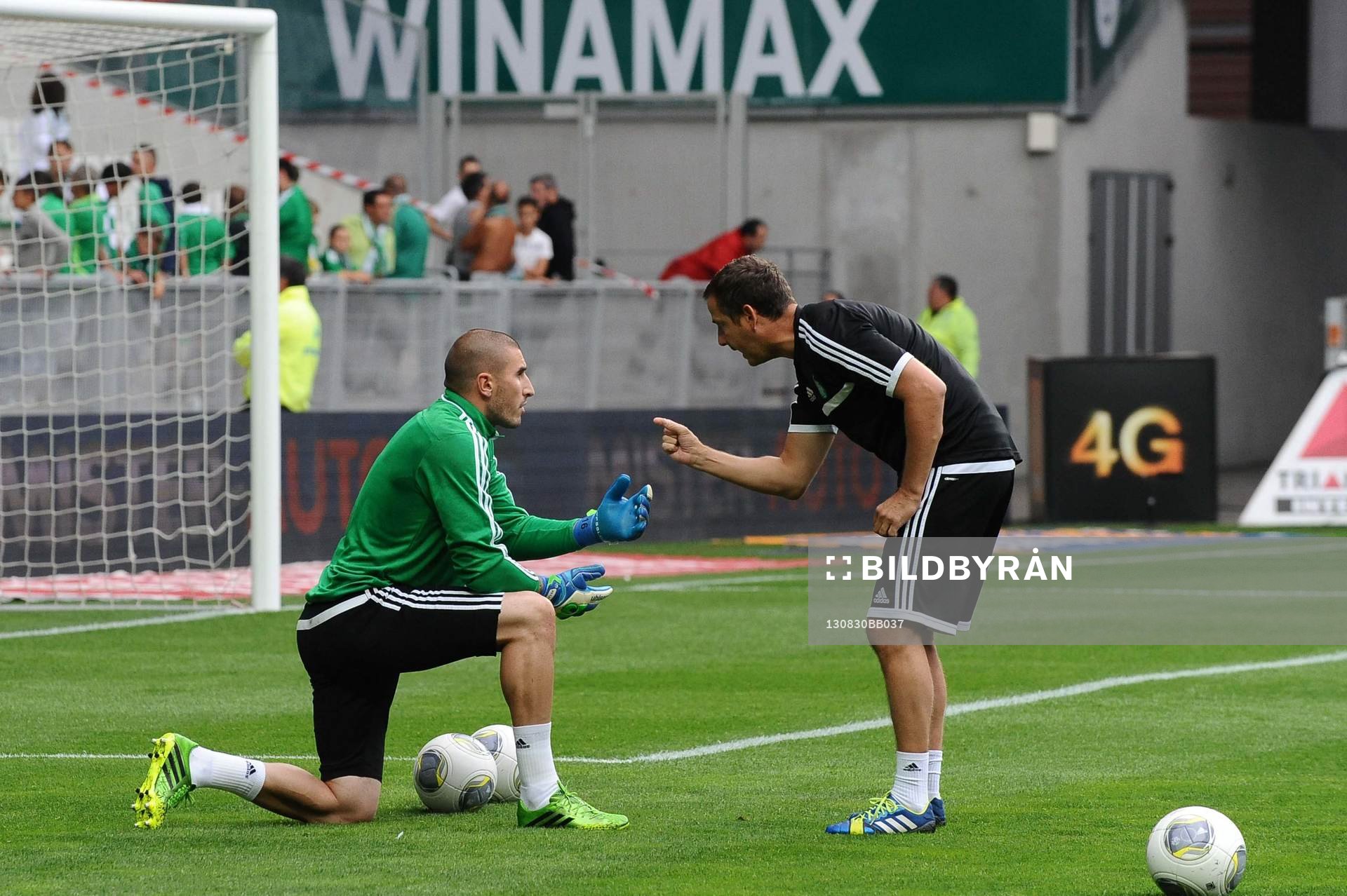 Fotboll, Kval till Europa League, Saint Etienne - Esbjerg FB: Stephane RUFFIER / Fabrice GRANGE - 29.08.2013 - Saint Etienne / Esbjerg FB - Europa League 2013
