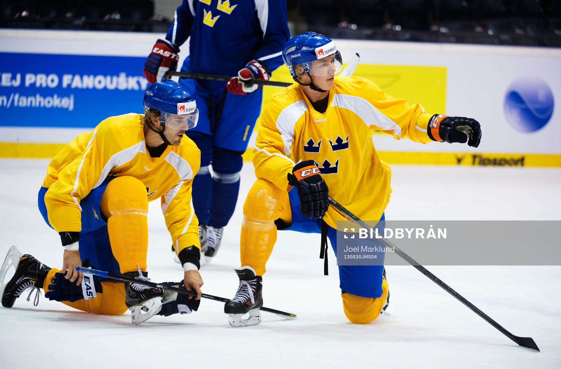 Niklas Persson och Dennis Rasmussen på Sveriges träning