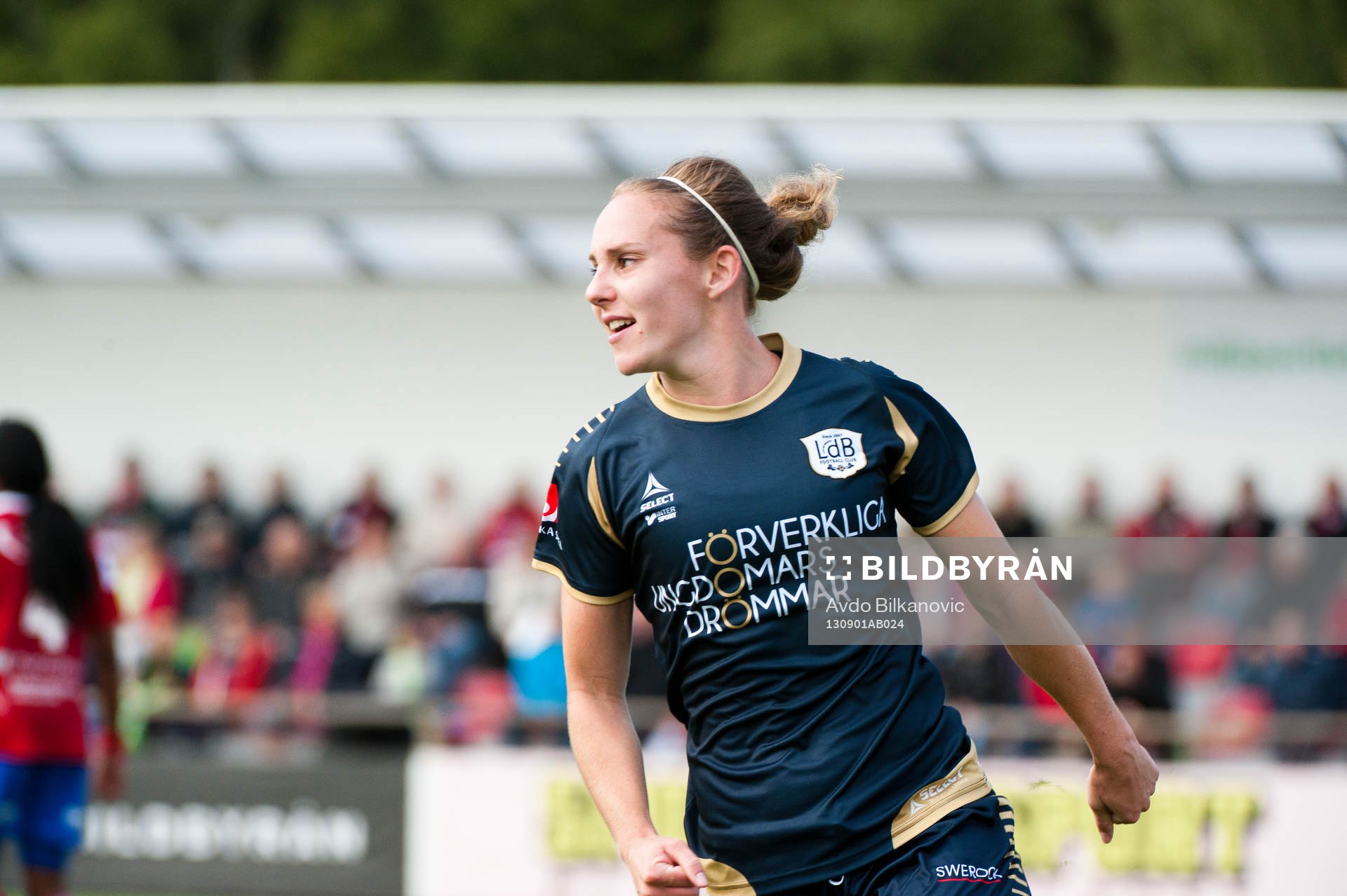 Manon Melis jublar efter 2:0 målet under fotbollsmatchen i damallsvenskan mellan Vittsjö och LdB FC Malmö den 01 september 2013 i Vittsjö.