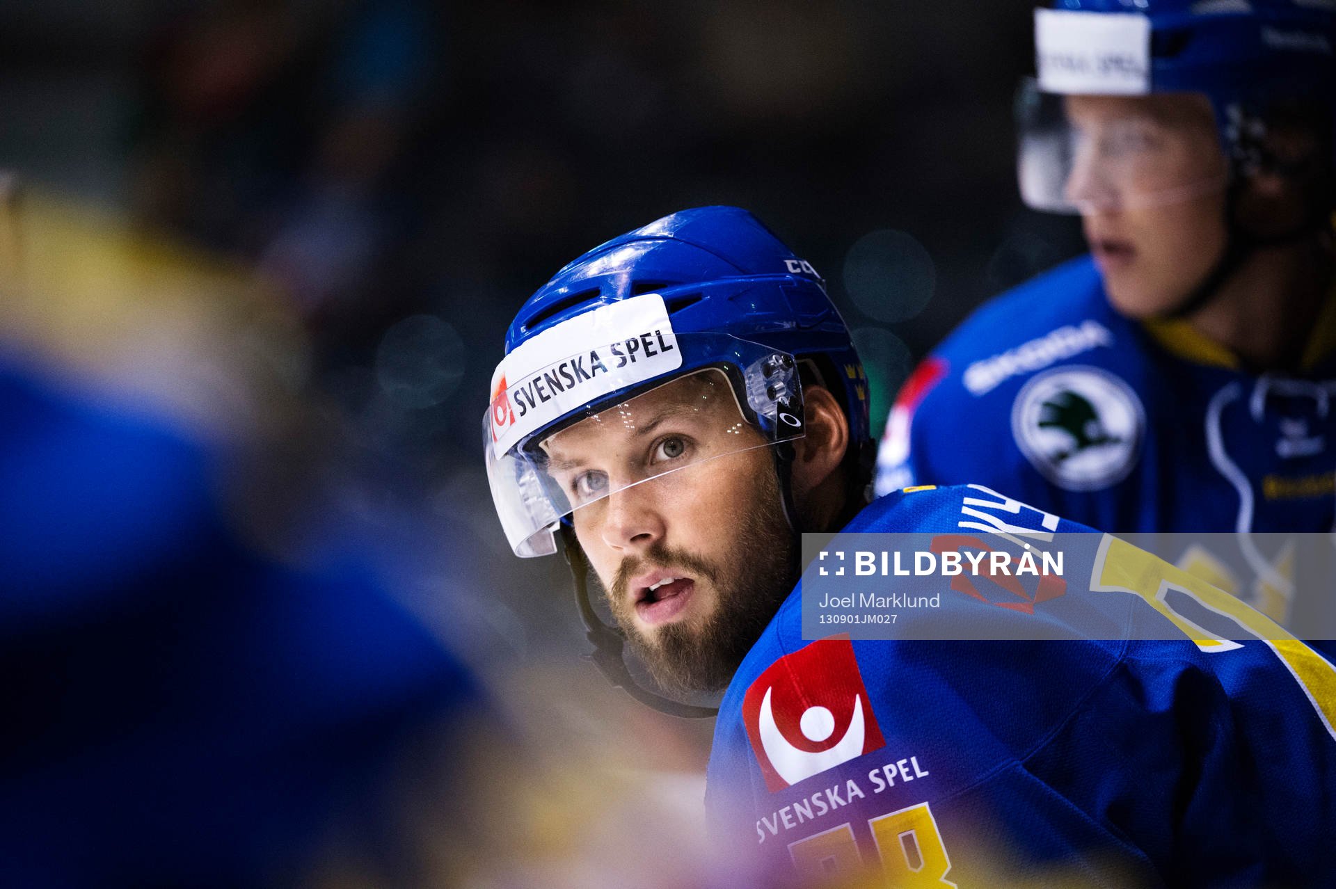Sveriges Dick Axelsson i ishockeymatchen mellan Sverige och