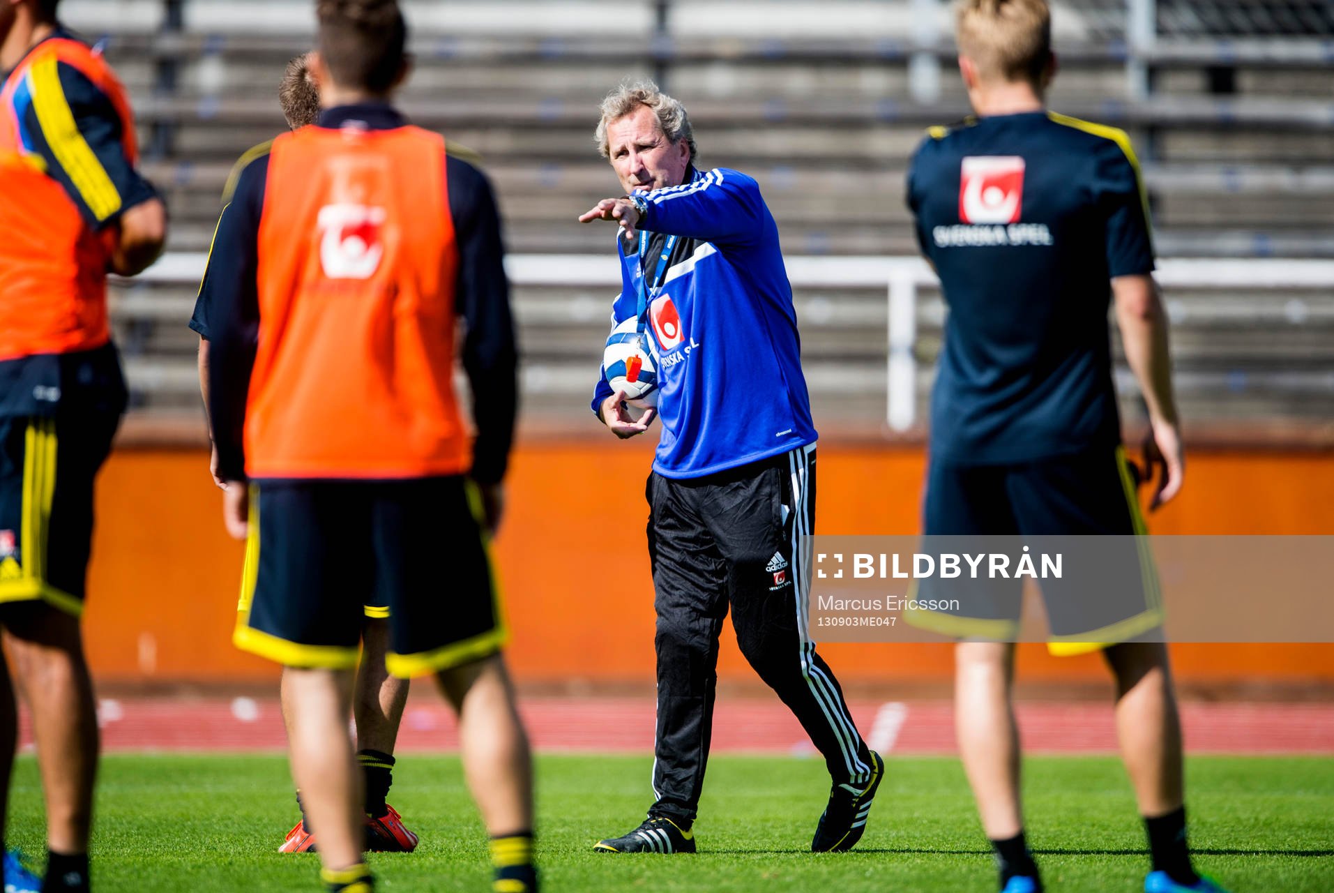 Sveriges förbundskapten Erik Hamrén under träningen på Stockholm Stadion den 3 september 2013 i Stockholm inför EM-kval matcherna i fotboll. 