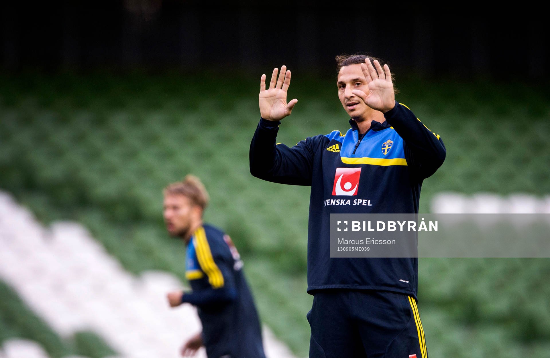 Sveriges Zlatan Ibrahimovic under träningen den 5 september 2013 i Dublin inför VM-kval matchen i fotboll. 