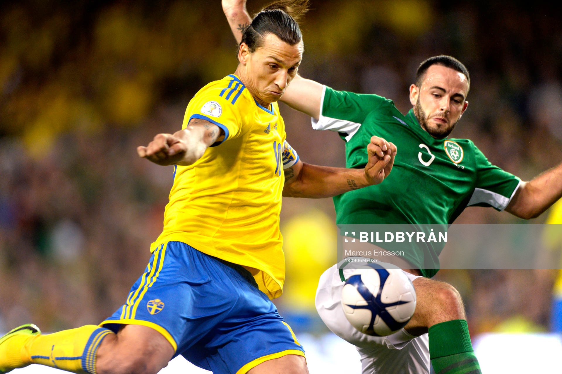 Sveriges Zlatan Ibrahimovic i fotbolls VM-kval matchen