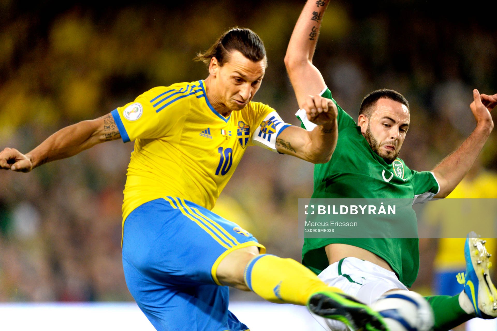 Sveriges Zlatan Ibrahimovic i fotbolls VM-kval matchen