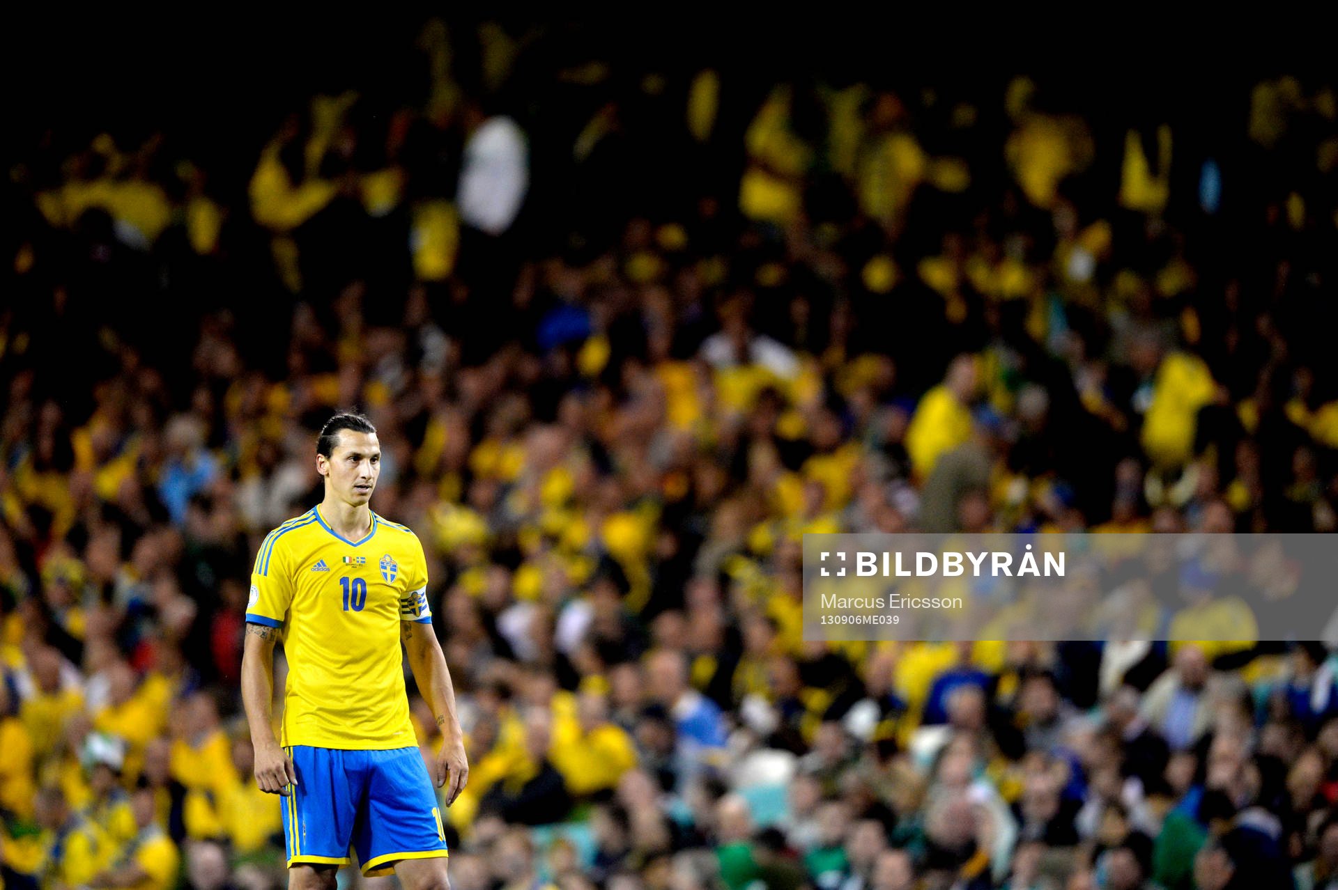 Sveriges Zlatan Ibrahimovic i fotbolls VM-kval matchen
