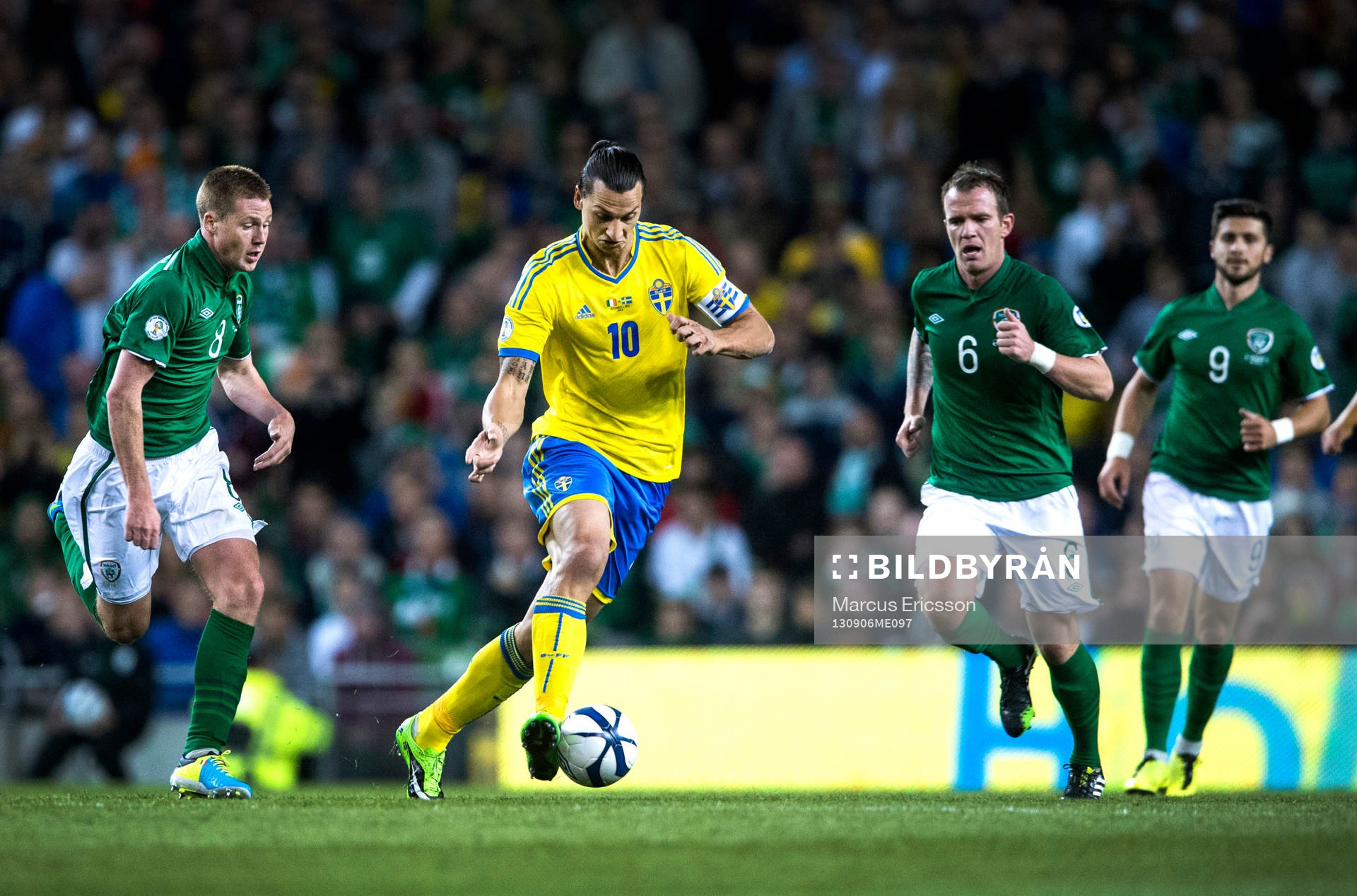Sveriges Zlatan Ibrahimovic i fotbolls VM-kval matchen
