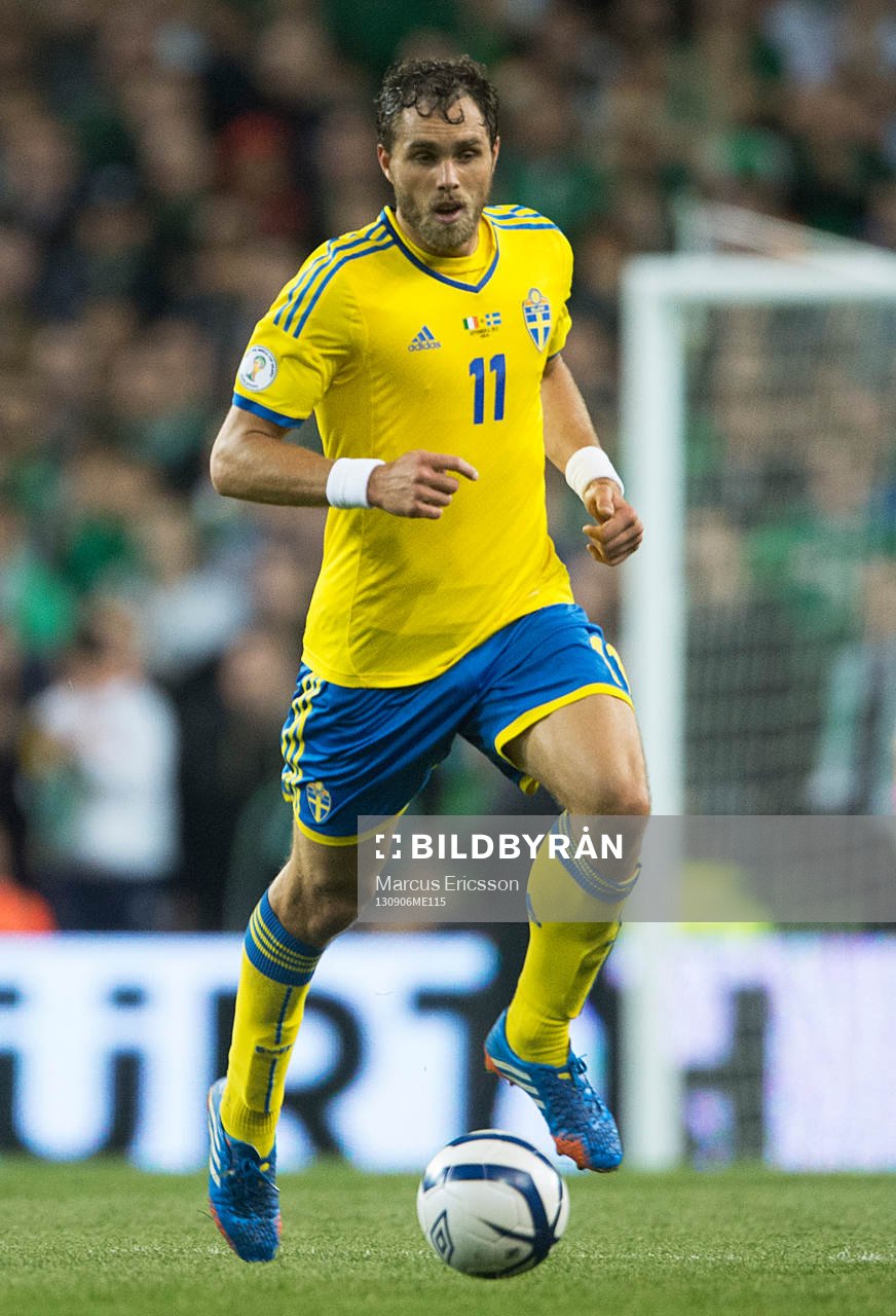 Johan Elmander i fotbolls VM-kval matchen mellan Irland och