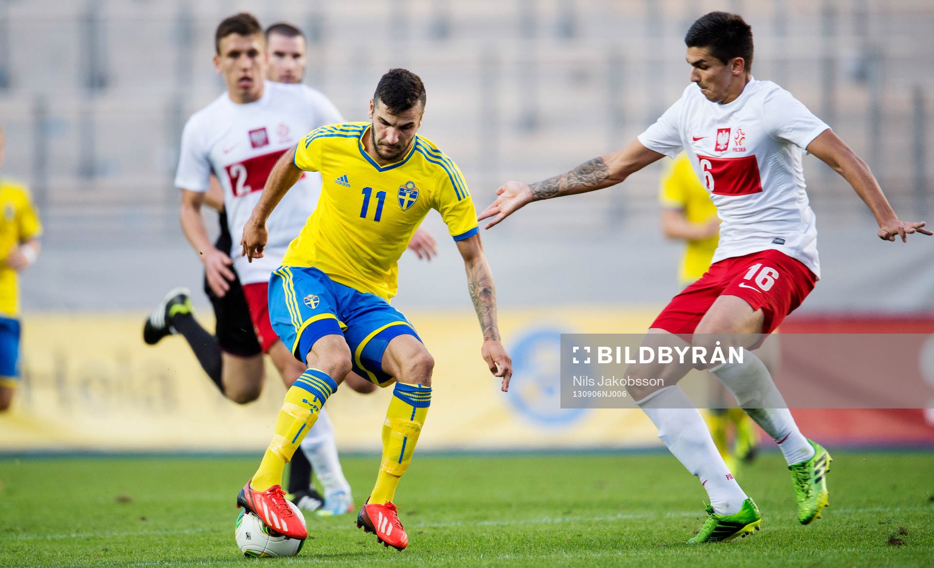 Sveriges Mikael Ishak i kvalmatchen till u21-EM mellan