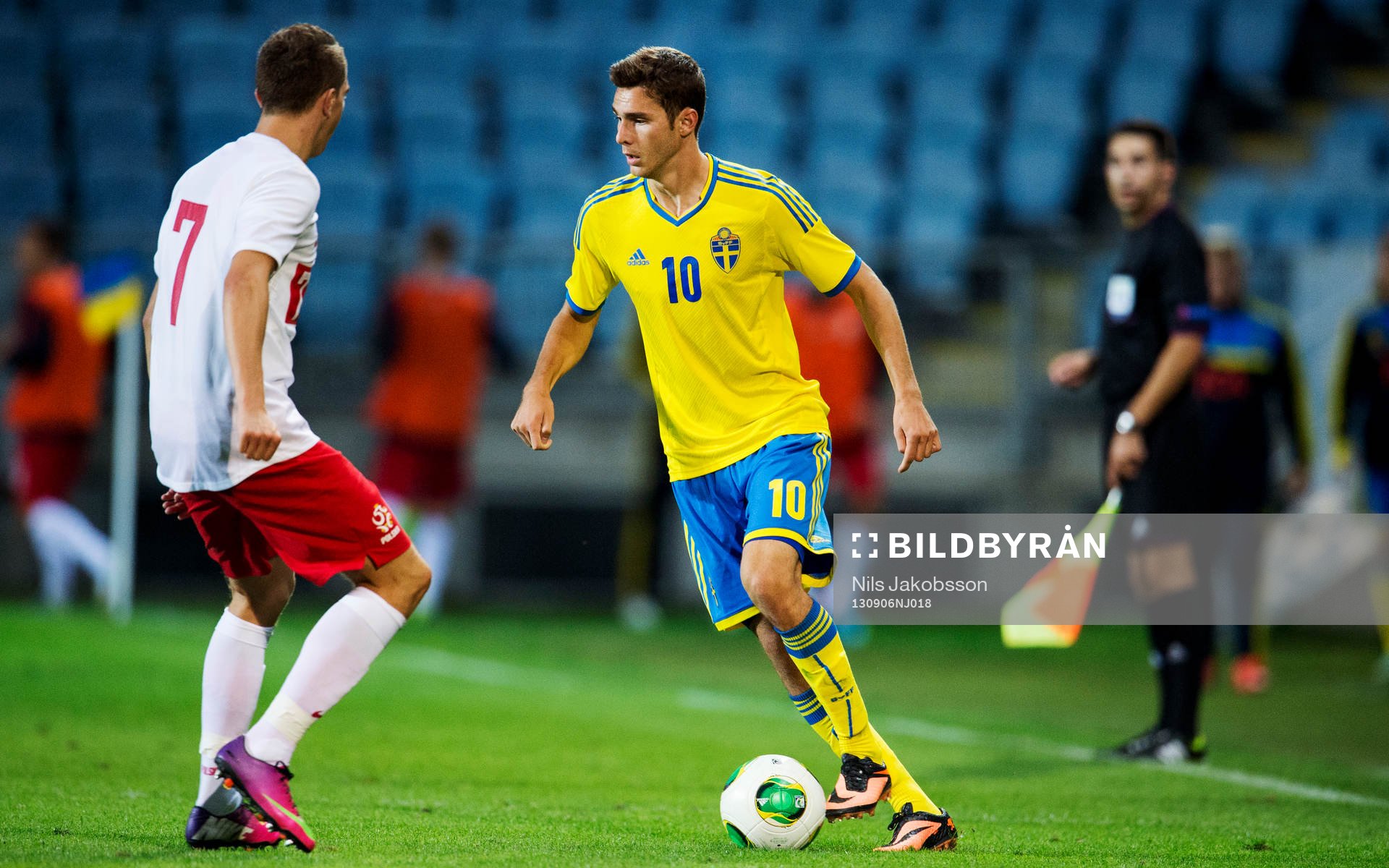 Sveriges Branimir Hrgota i kvalmatchen till u21-EM mellan