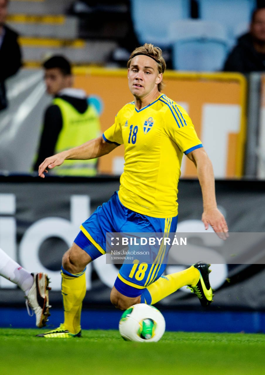 Sveriges Christoffer Nyman i kvalmatchen till u21-EM mellan