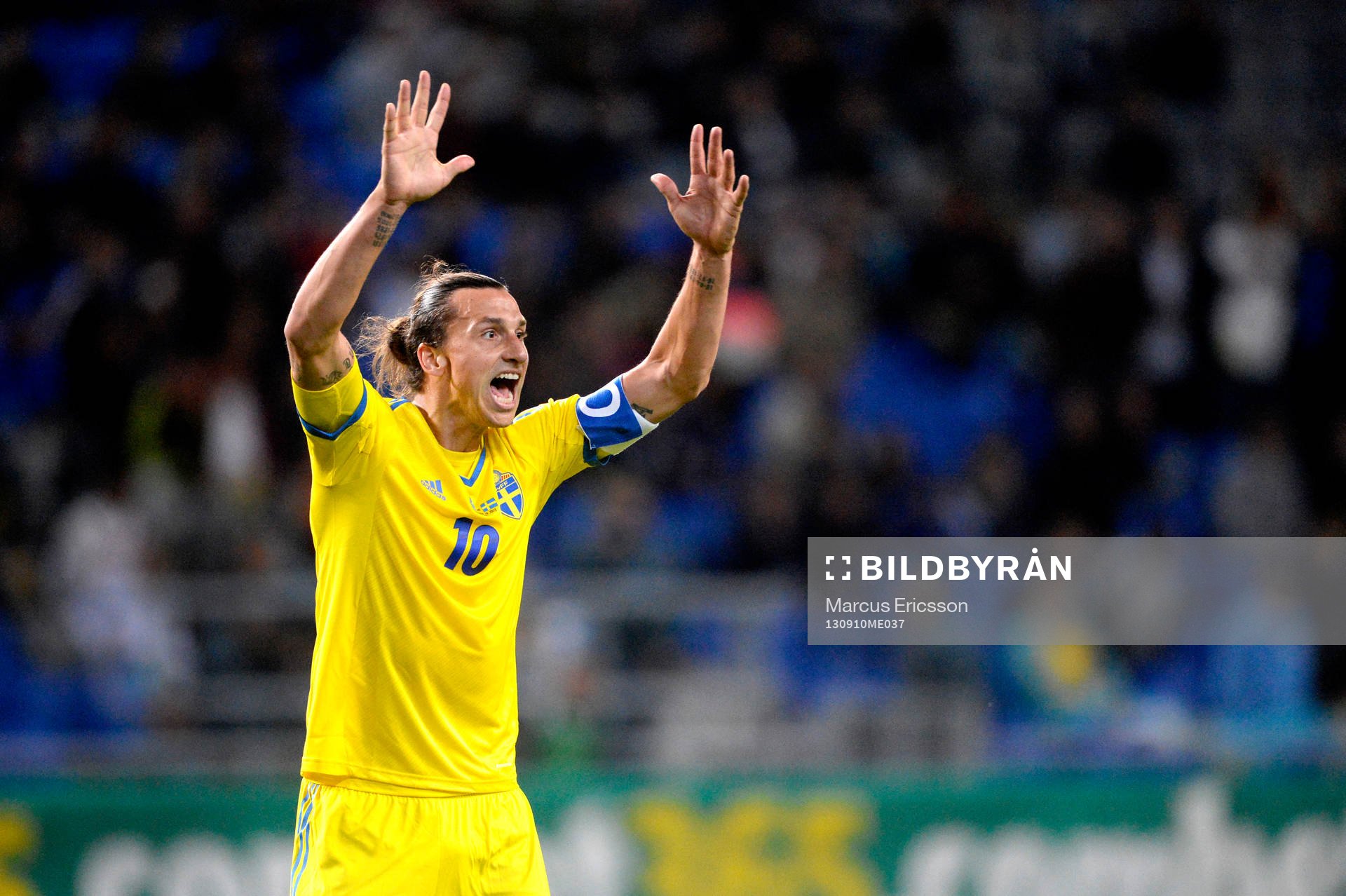 Sveriges Zlatan Ibrahimovic gestikulerar