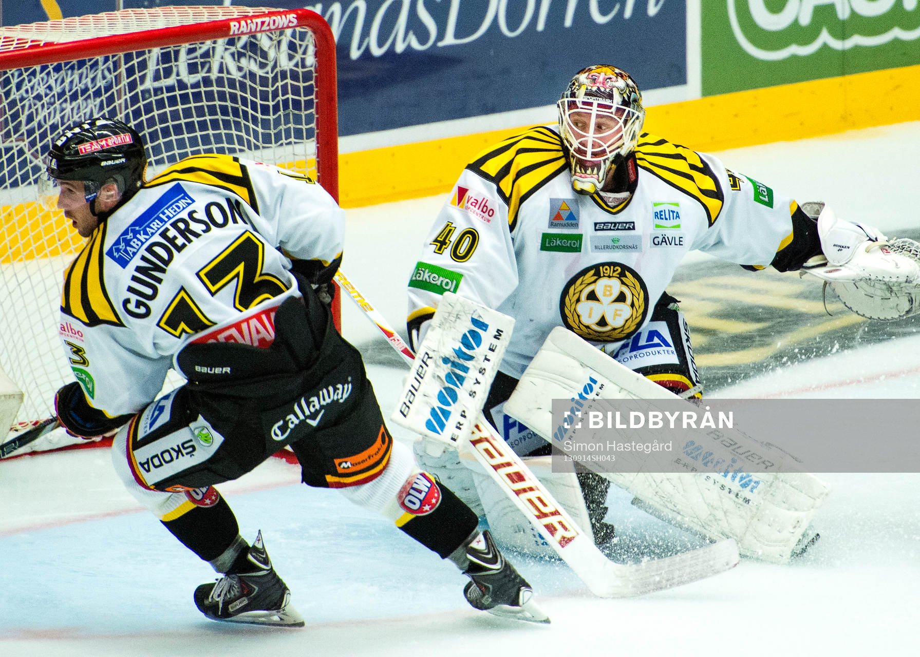 Brynäs Ryan Gunderson och Johan Holmqvist, målvakt