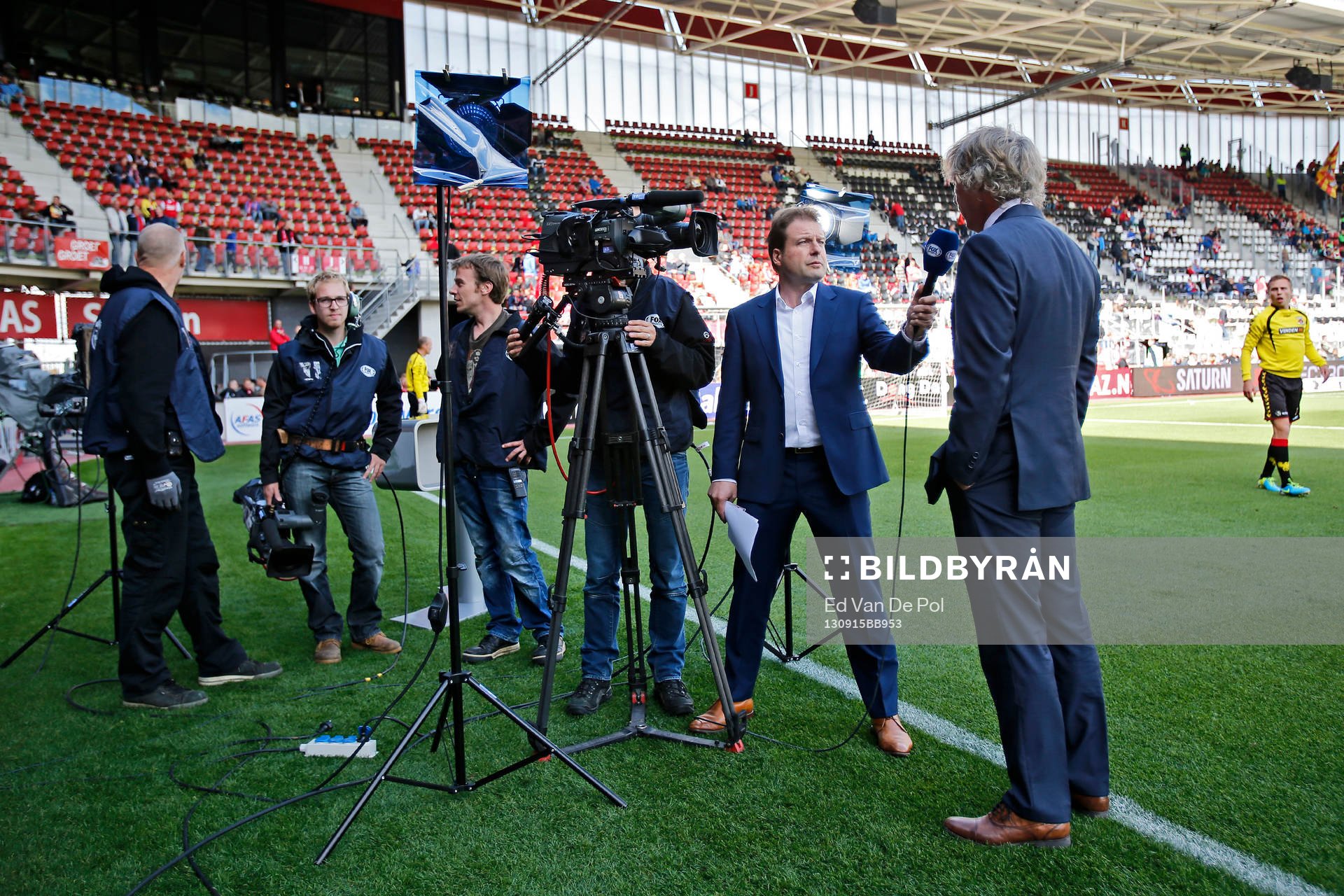  Alkmaar, 15-09-2013, eredivisie, AZ - Go Ahead Eagles, AFAS Stadion, 3-0, Fox presentator Pascal Kamperman, FoxSports, Fox Sports.