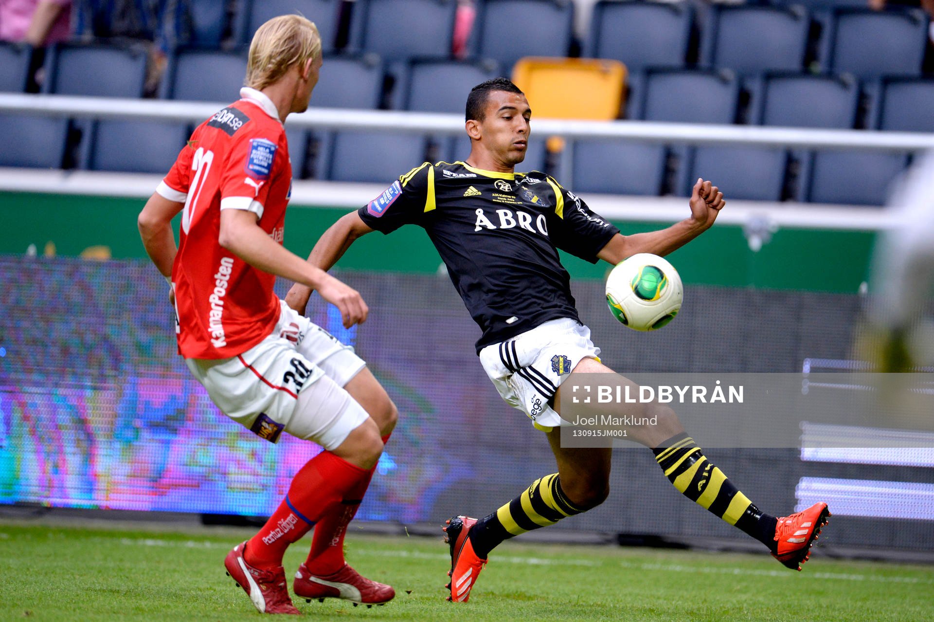 AIKs Nabil Bahoui under fotbollsmatchen i Allsvenskan mellan AIK och Kalmar den 15 september 2013 i Stockholm.