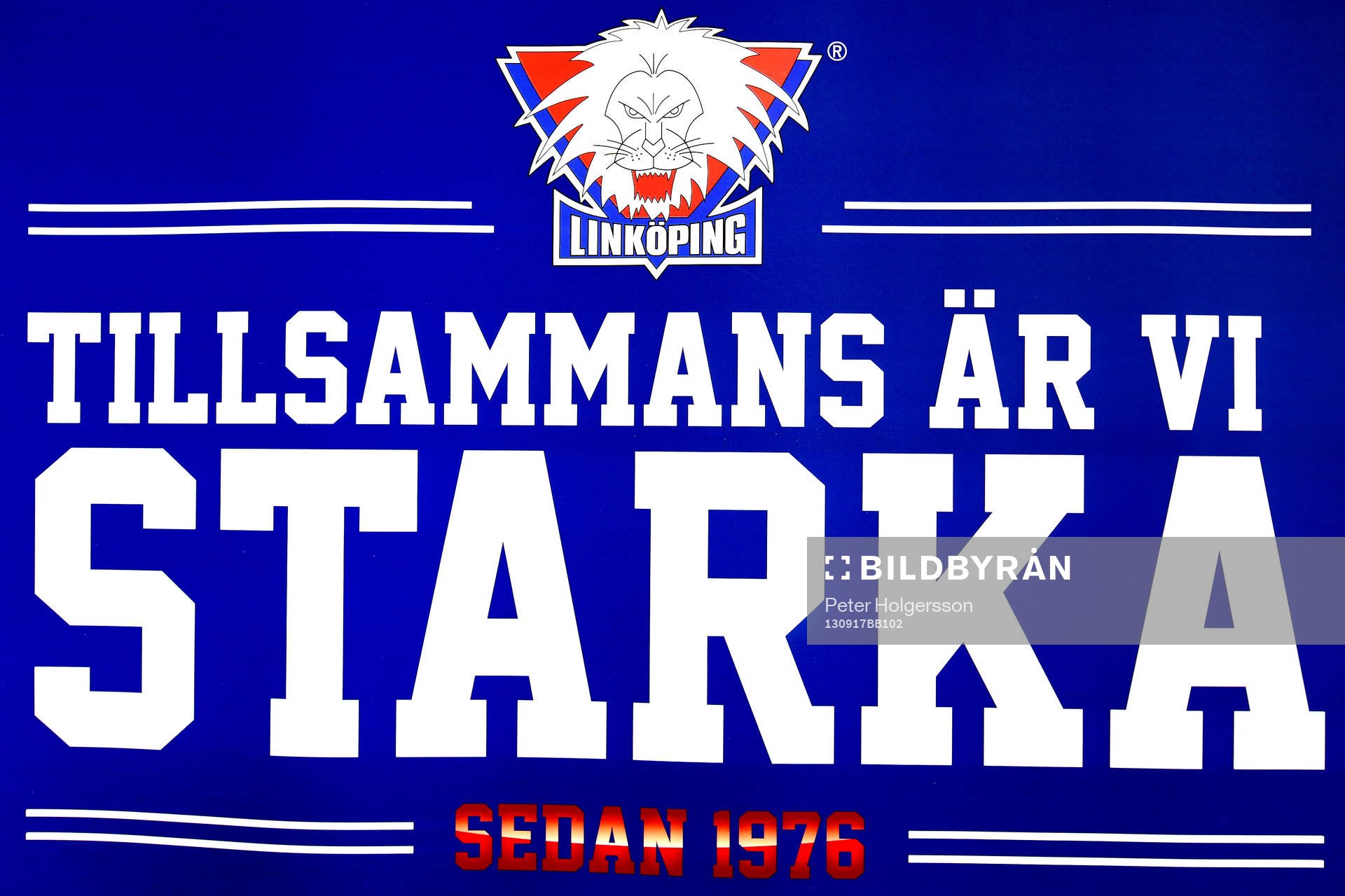 Linköpings logo och klubbemblem, lejonet, i matchen mellan