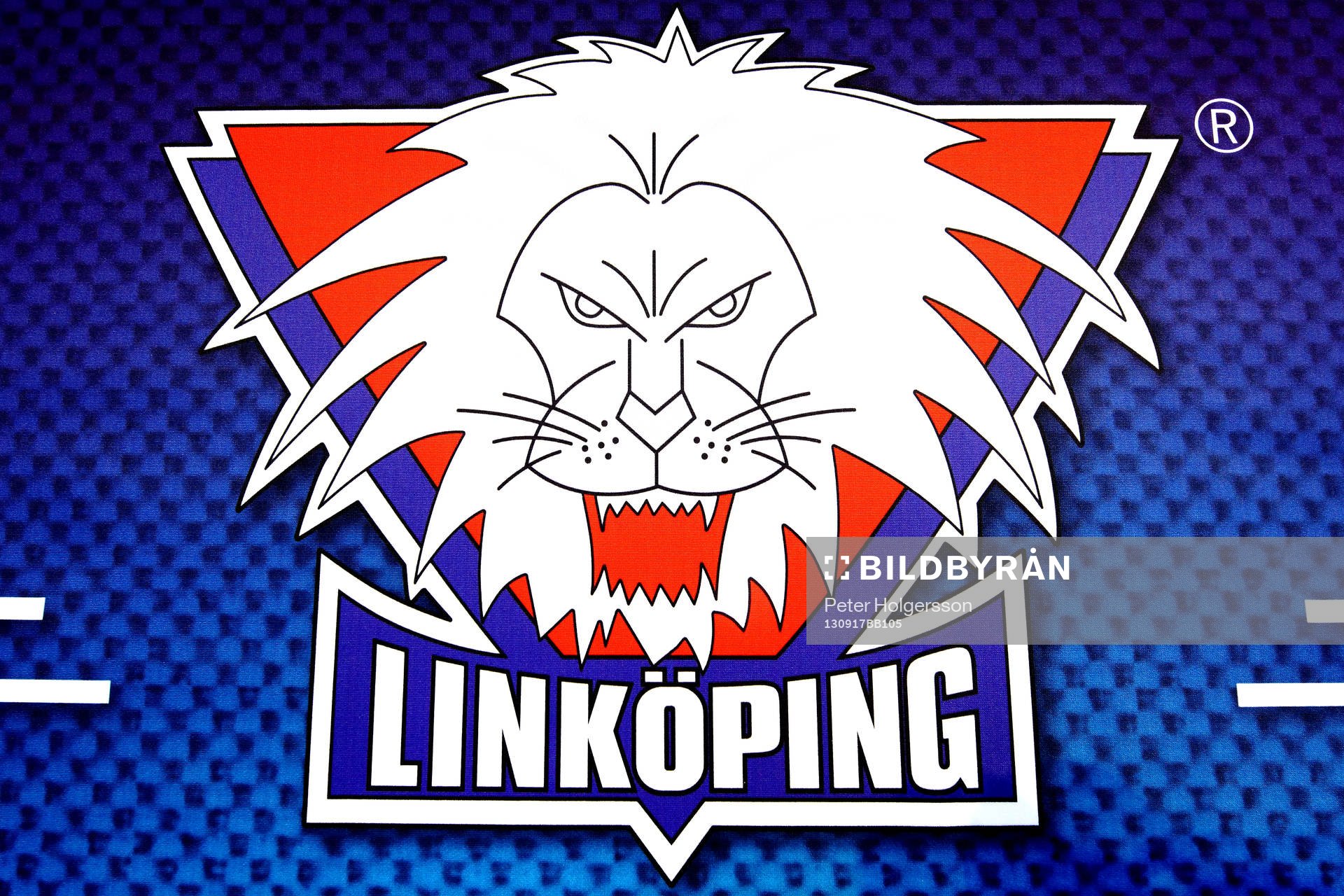 Linköpings logo och klubbemblem, lejonet, i matchen mellan