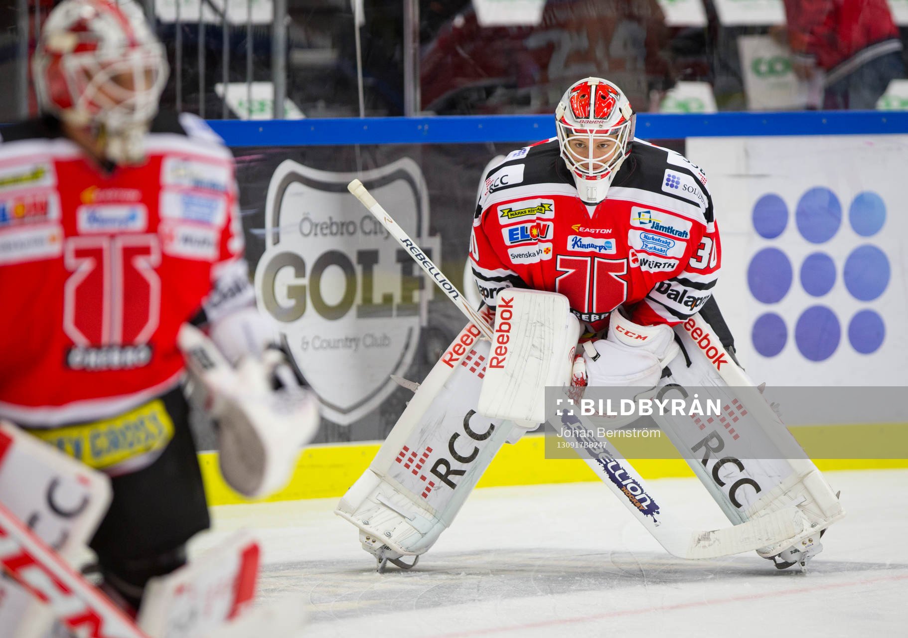 Tim Sandberg och Henrik Lundberg målvakter Örebro i SHL