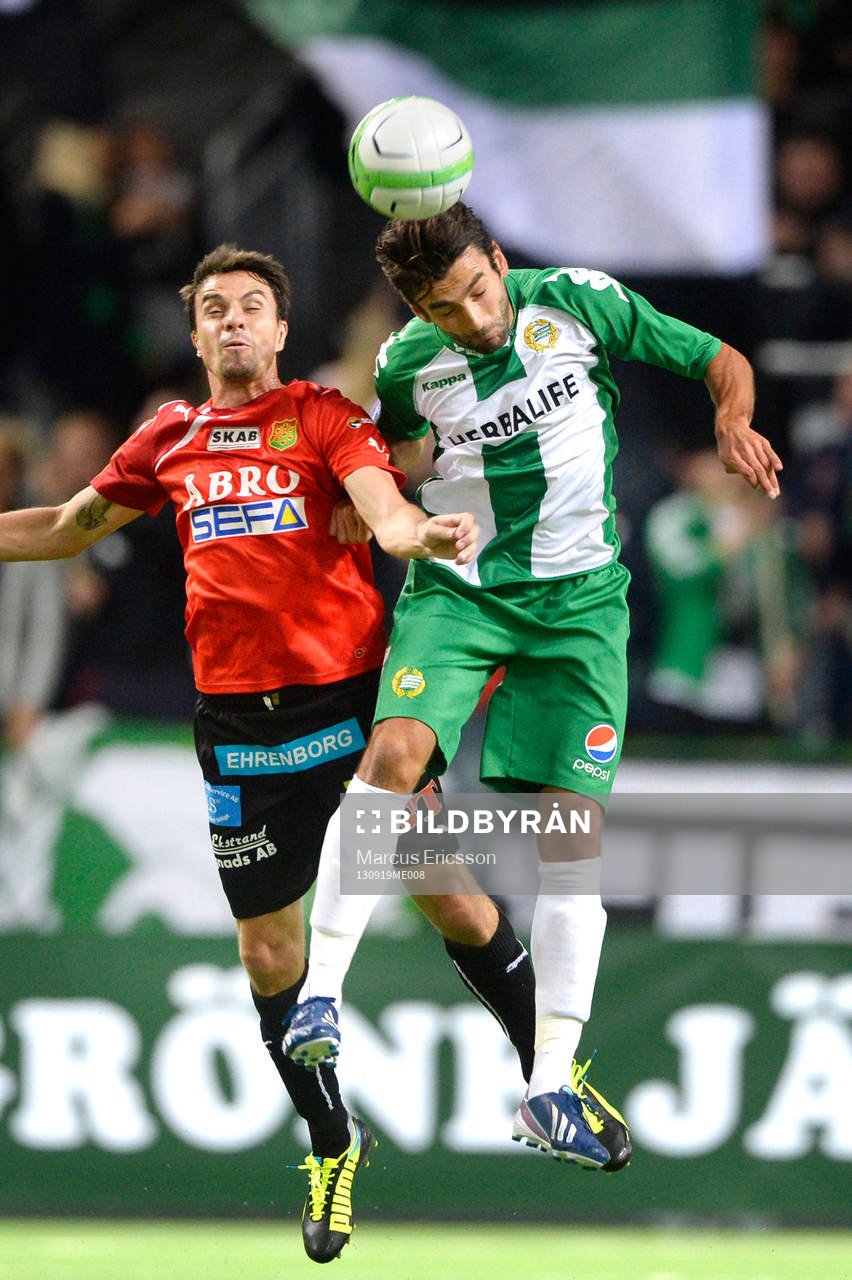 GAIS Daniel Mendes i nickduell med Hammarbys Viktor Nordin