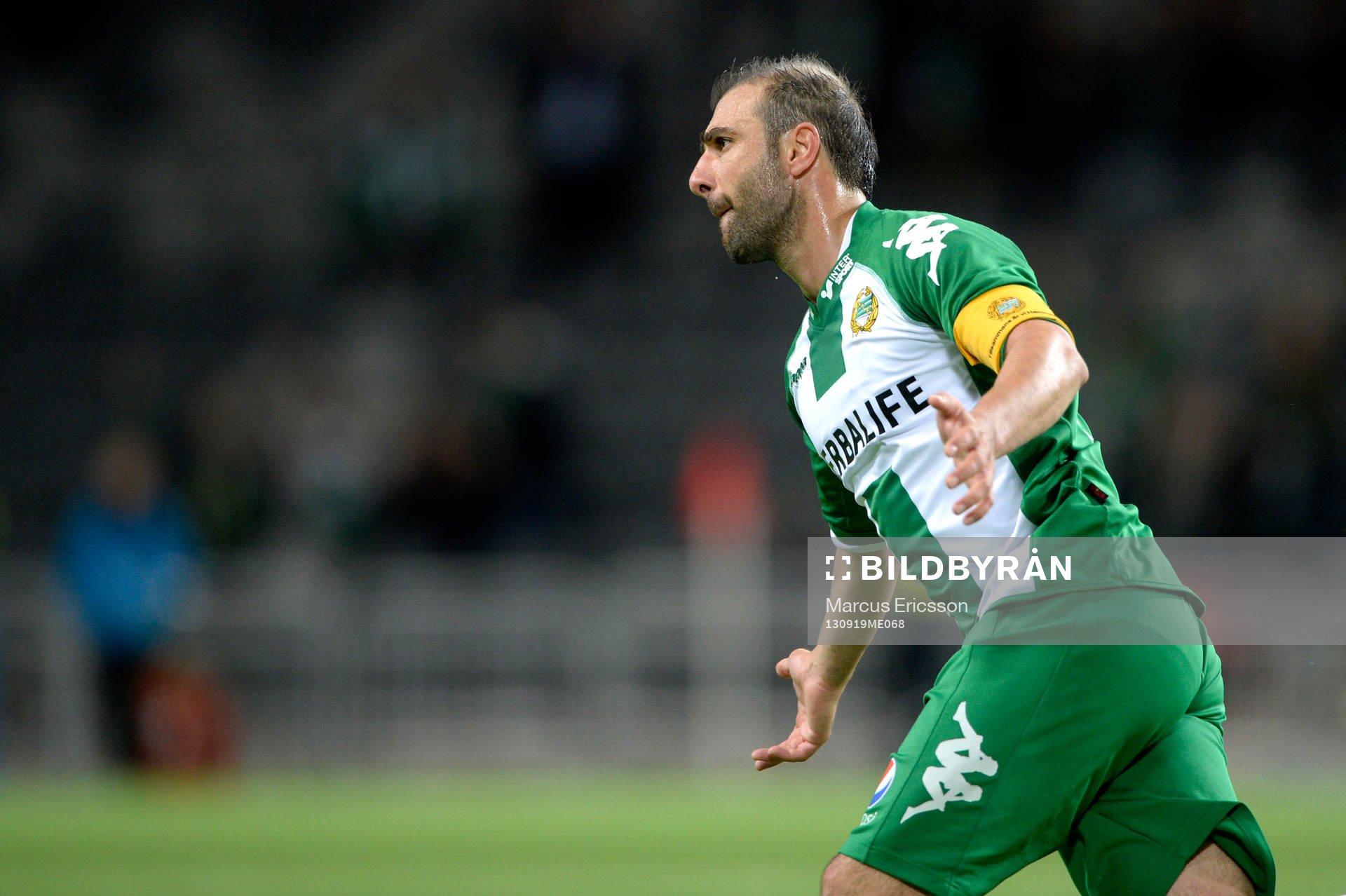 Hammarbys Kennedy Bakircioglu jublar efter att ha gjort 2-1 under fotbollsmatchen i Superettan mellan Hammarby och GAIS  den 19 september 2013 i Stockholm.