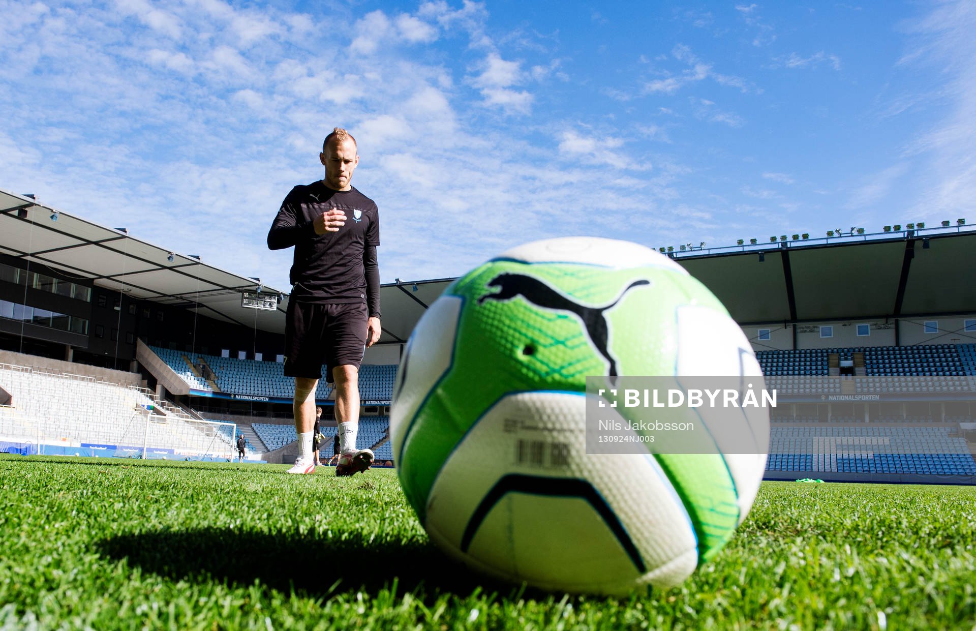 Malmö FFs Magnus Eriksson under träningen innan derbyt mot Helsingborg den 24 september 2013 i Malmö