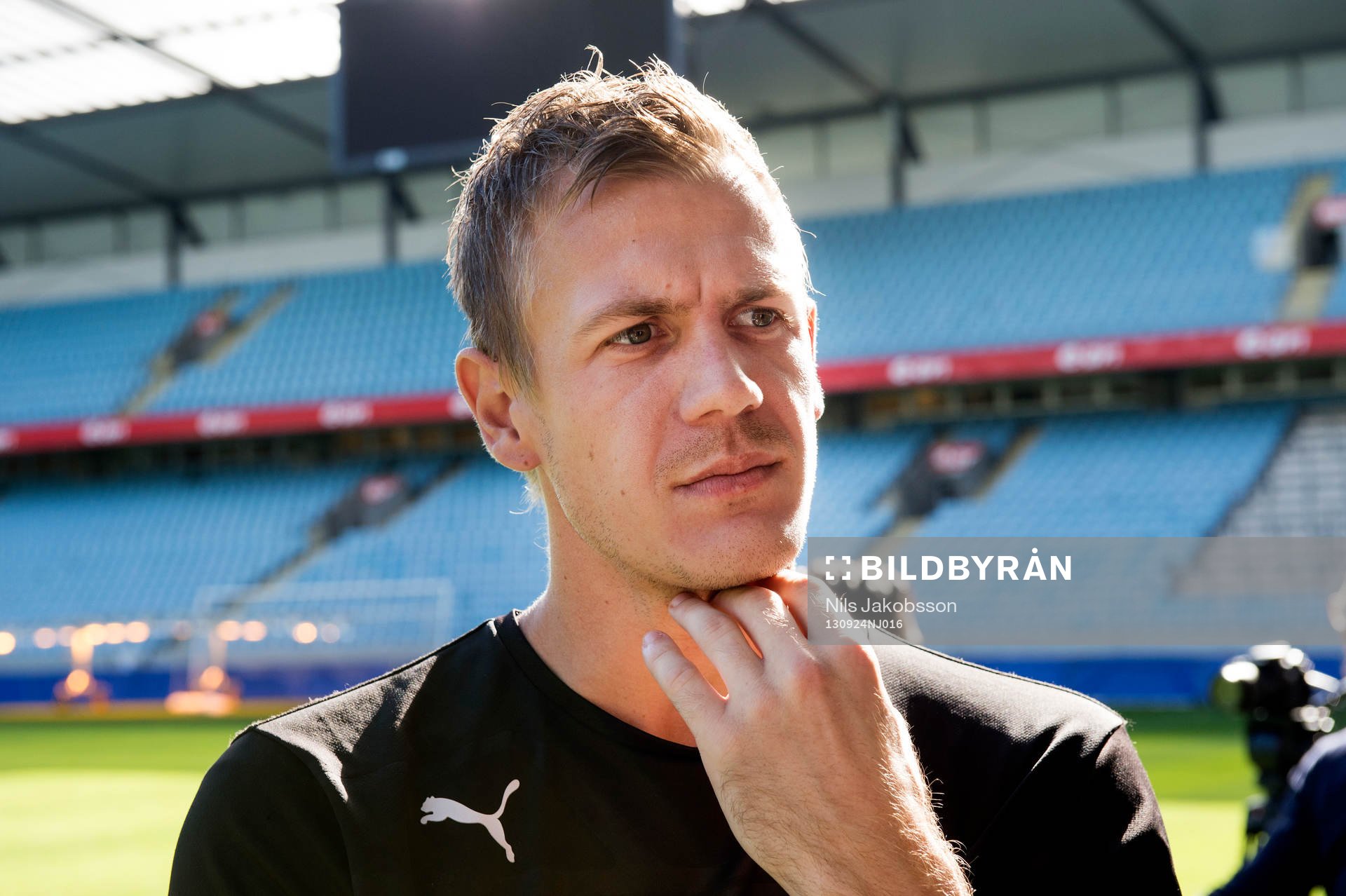 Malmö FFs målvakt Johan Dahlin under träningen innan derbyt mot Helsingborg den 24 september 2013 i Malmö