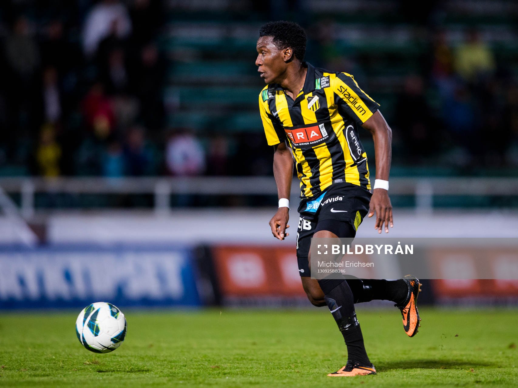 Häckens Dominic Chatto under fotbollsmatchen i Allsvenskan mellan Häcken - Syrianska den 25 september 2013 i Göteborg.
